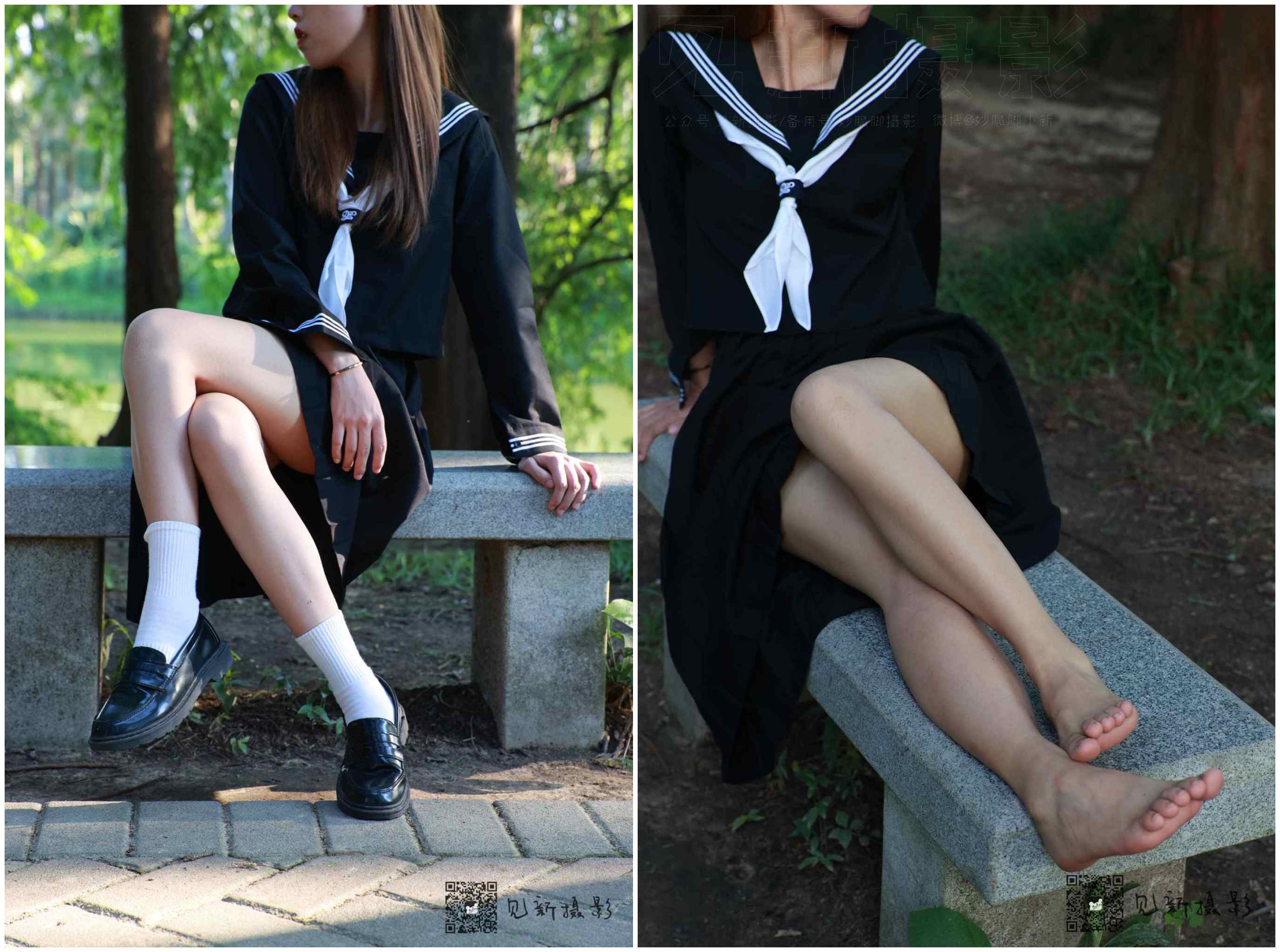 [见新摄影]NO.002-一厘甜酒-公园JK制服棉袜