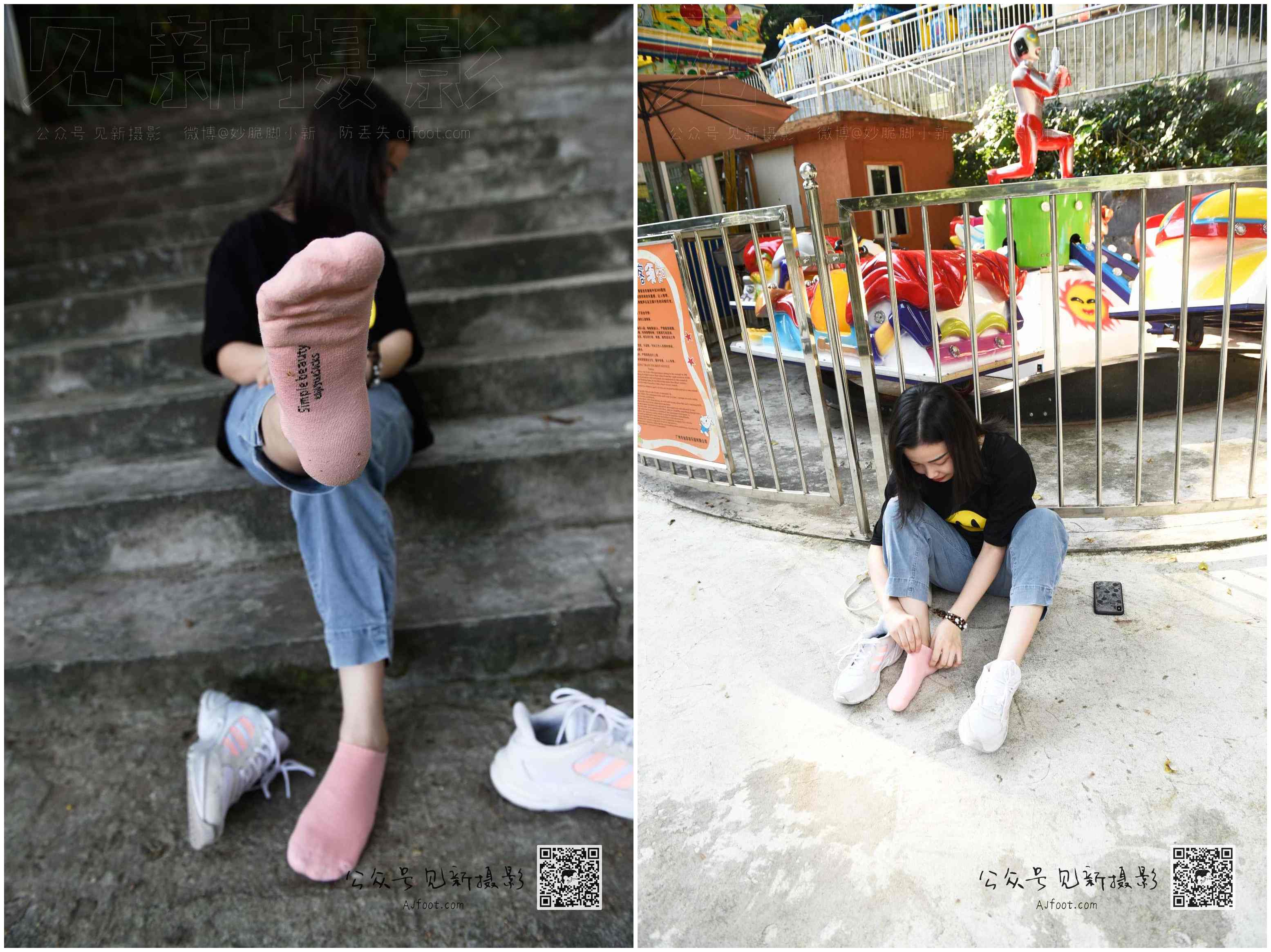 [见新摄影]NO.013-大学护理美女户外牛仔裤棉袜