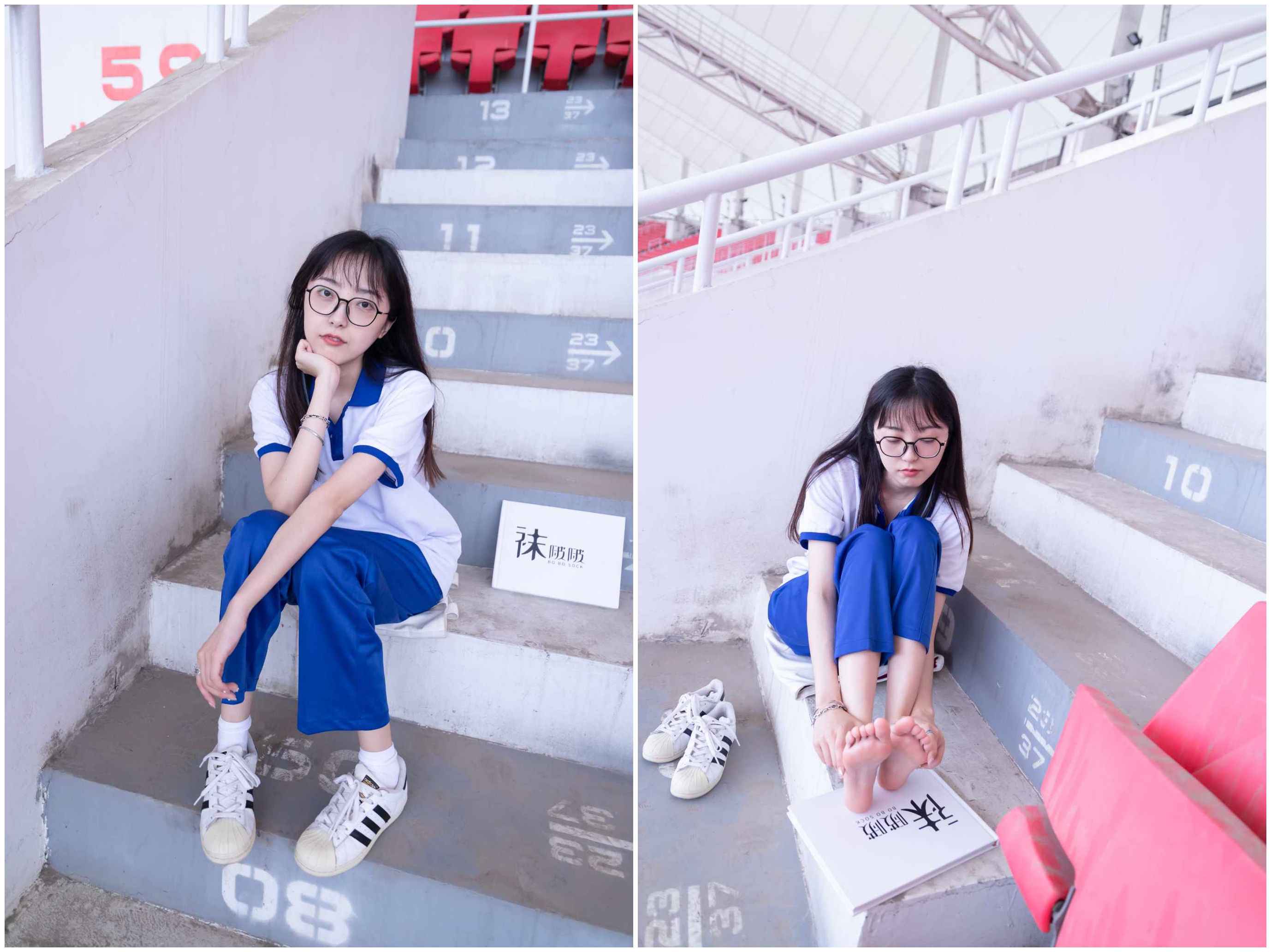 [袜啵啵]NO.002稚予-校服、贝壳头、白棉袜、裸足