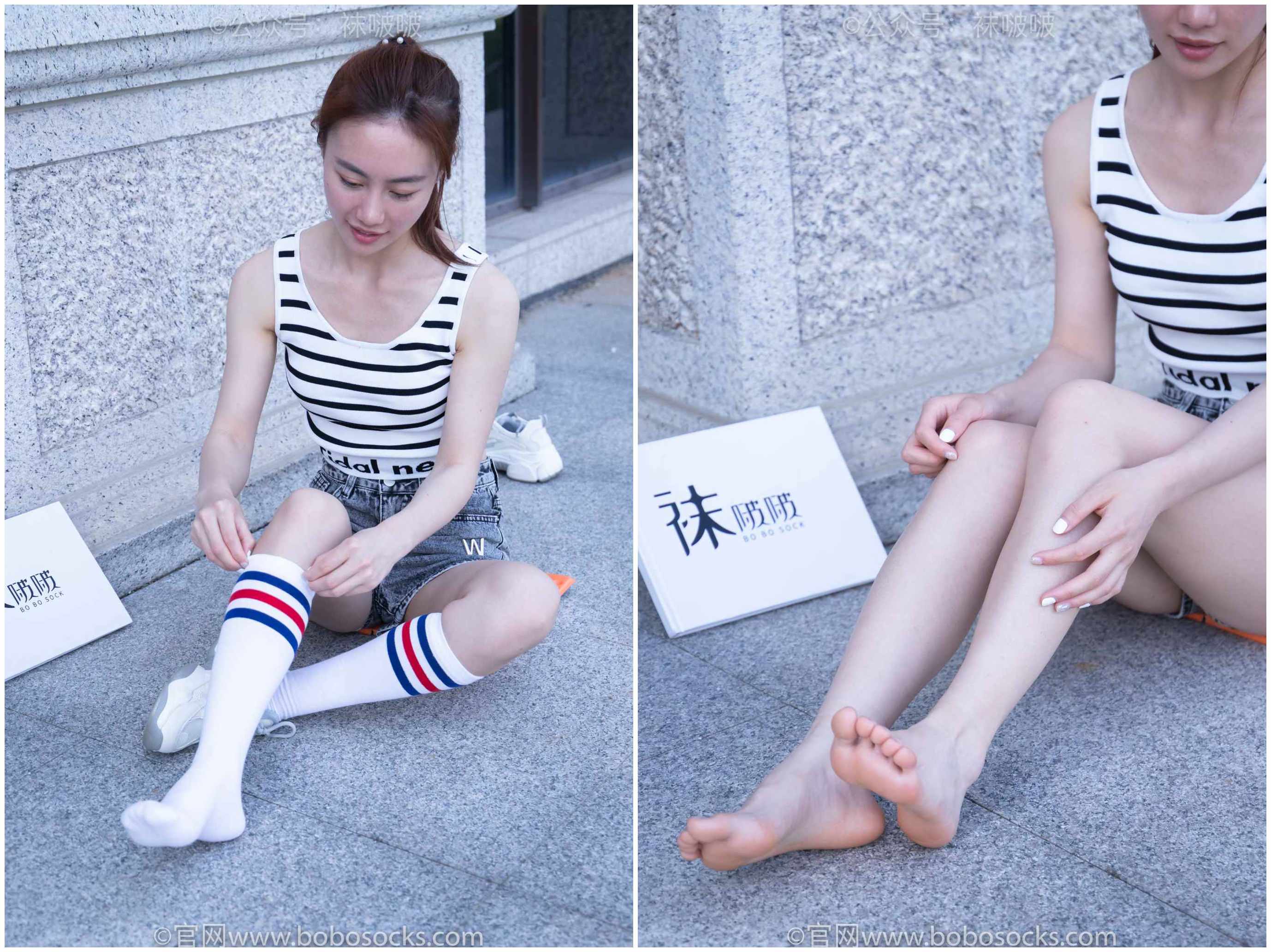 [袜啵啵]NO.006小米-运动鞋、白色小腿袜、裸足