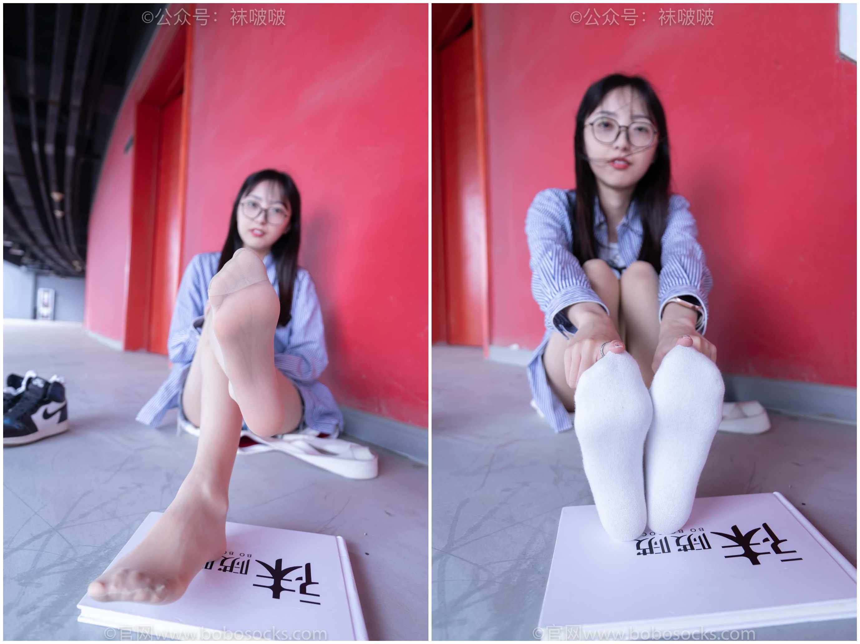 [袜啵啵]NO.011稚予-AJ、白色短棉袜、肉丝