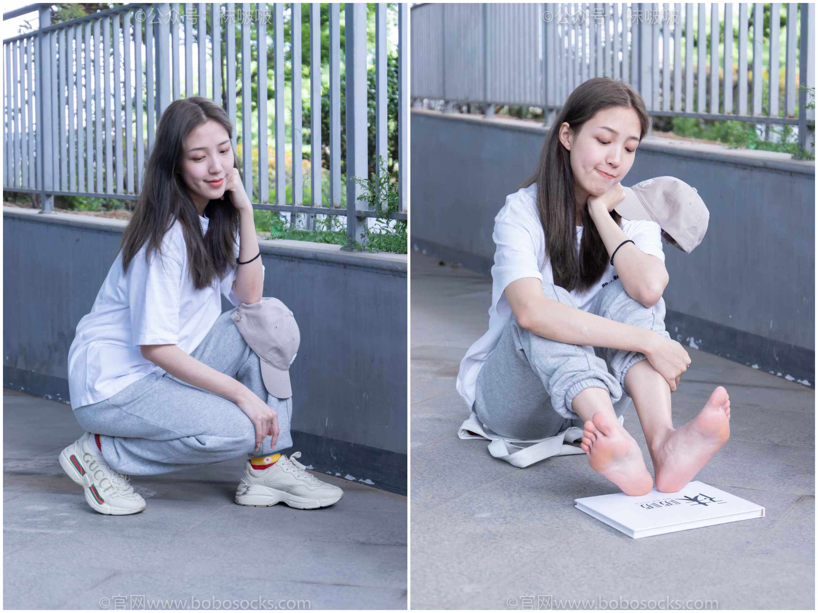 [袜啵啵]NO.012泡芙-运动鞋、白棉袜、裸足