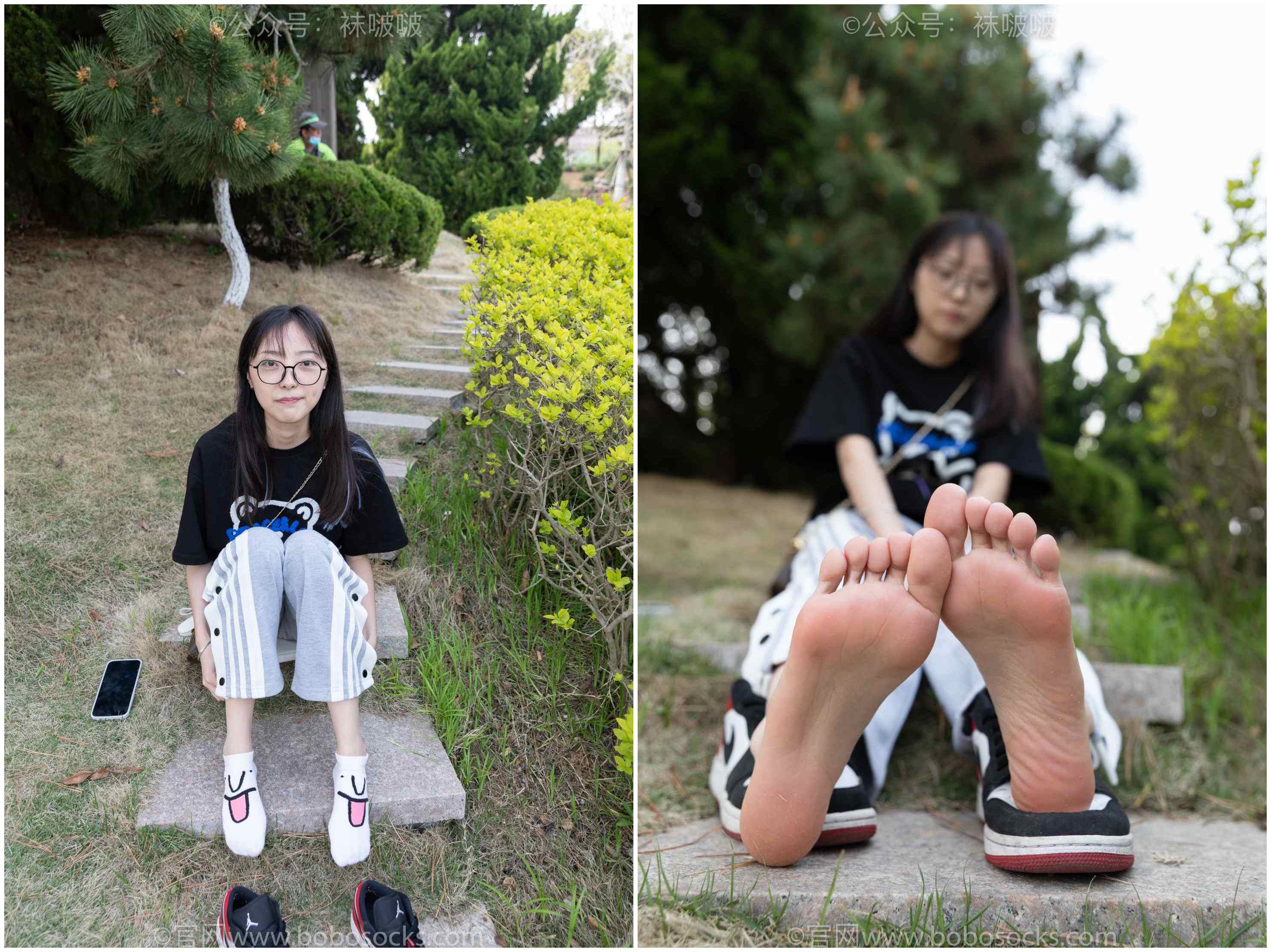 [袜啵啵]NO.023稚予-AJ、白色短棉袜、裸足