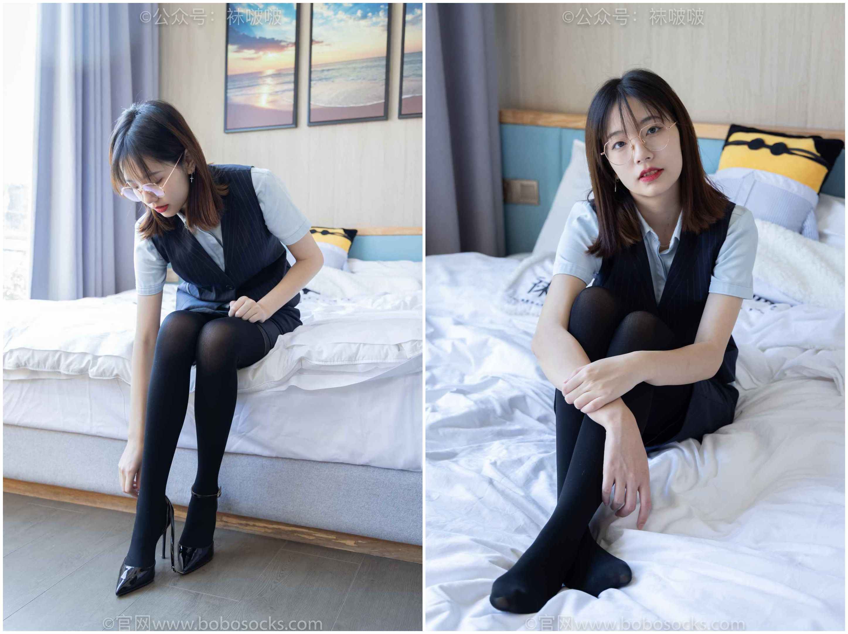 [袜啵啵]NO.038小甜豆-建行行服、高跟鞋、厚黑丝