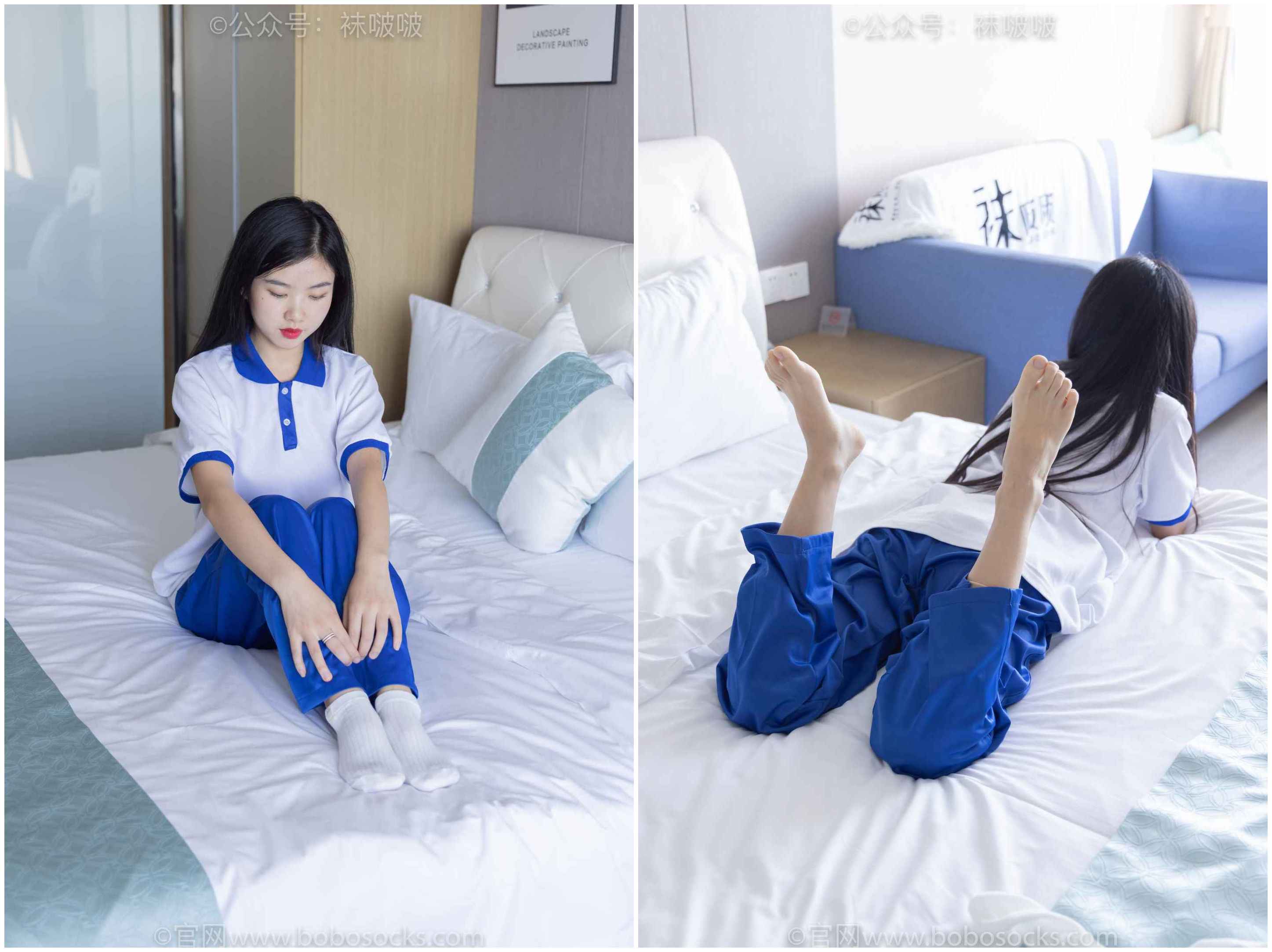 [袜啵啵]NO.039小奶熊-校服、vans帆布鞋、短白棉袜、裸足