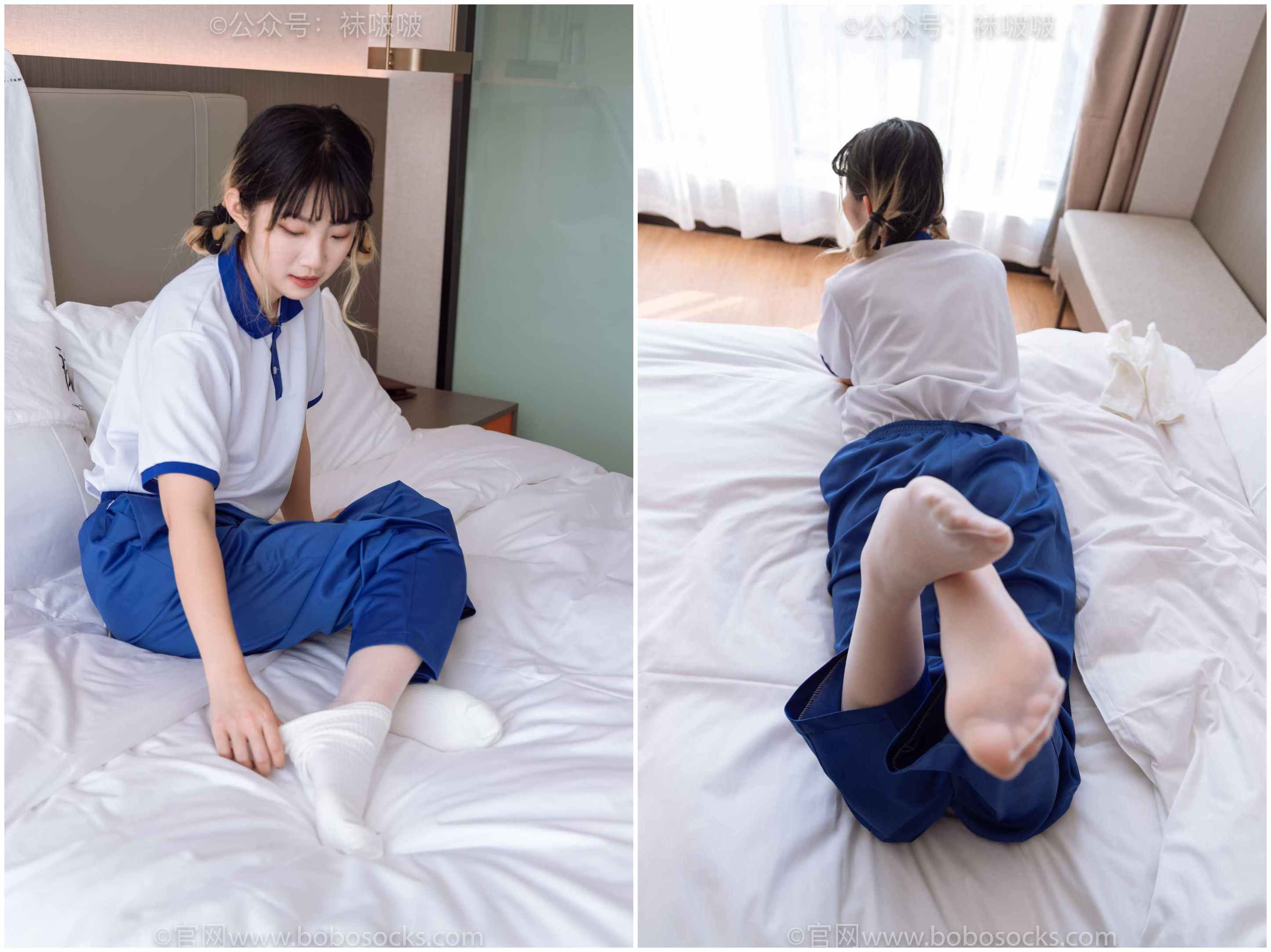 [袜啵啵]NO.042砂糖-校服、板鞋、白棉袜、油亮白丝