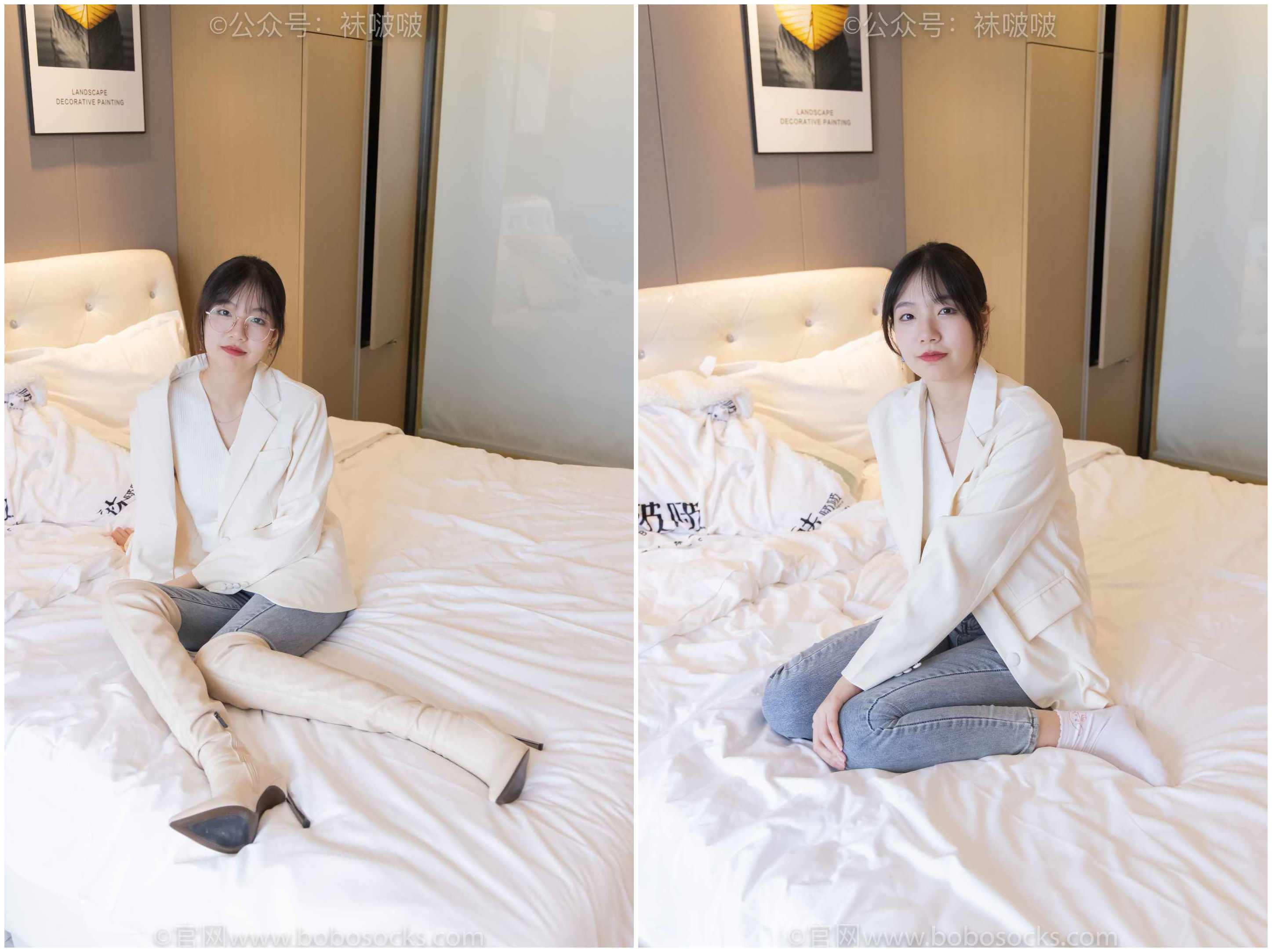 [袜啵啵]NO.050小甜豆-高跟长靴、白棉袜