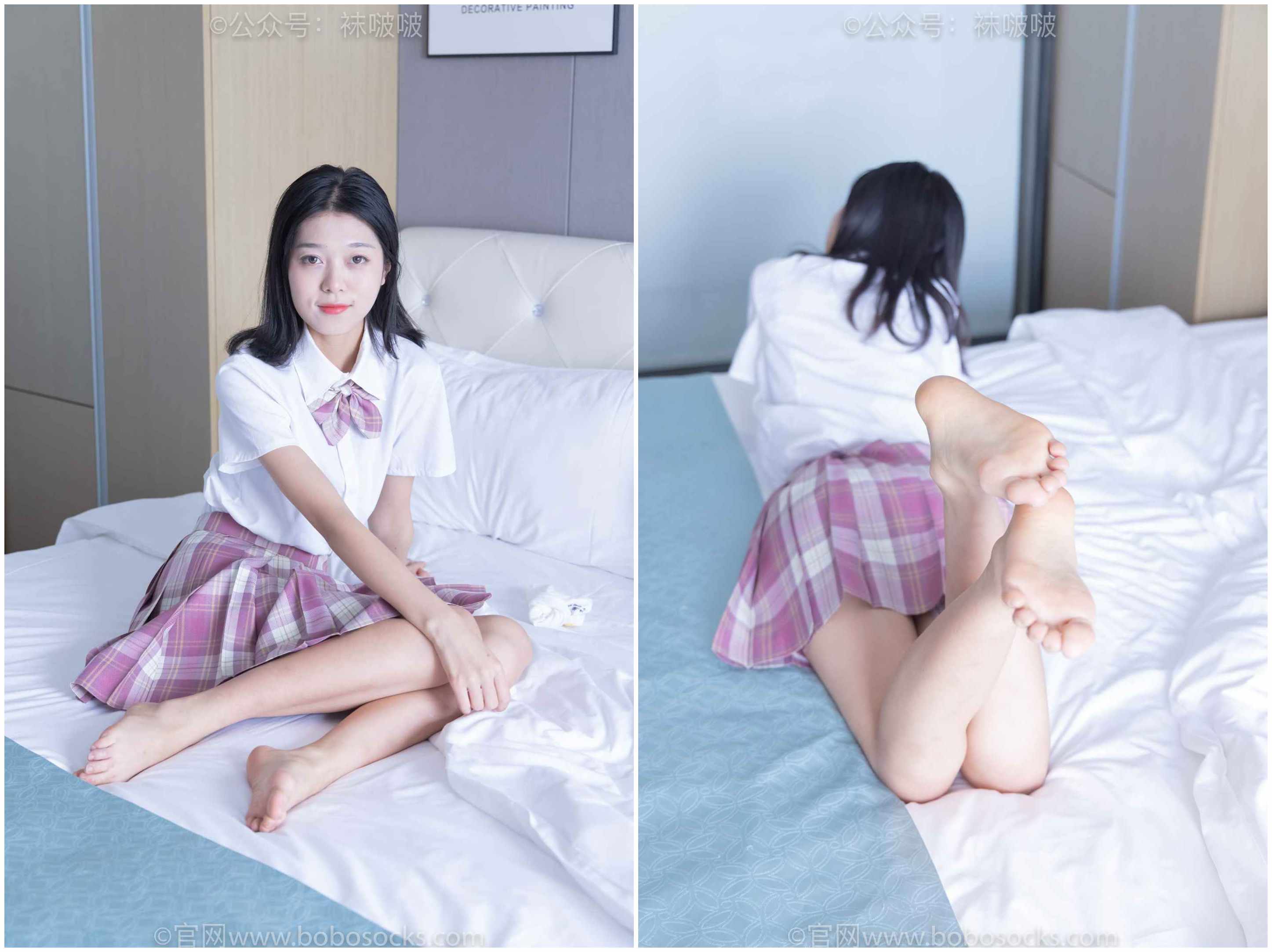 [袜啵啵]NO.052瑶瑶-JK制服、帆布鞋、白棉袜、裸足