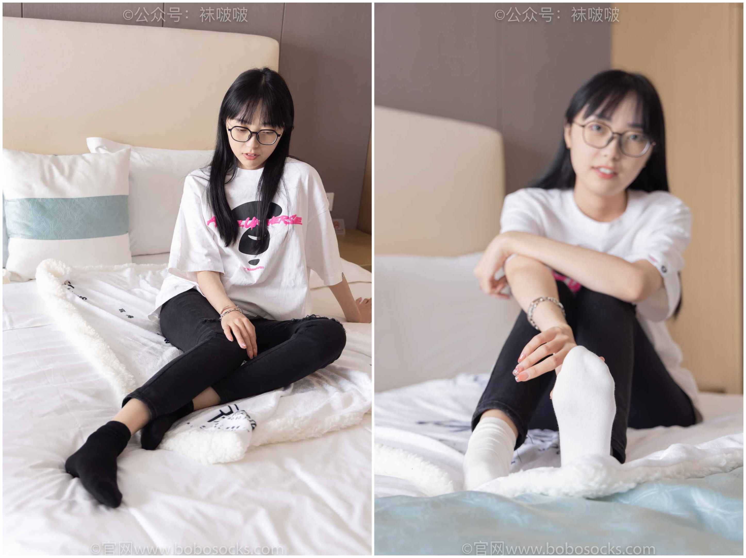 [袜啵啵]NO.055稚予-斯凯奇运动鞋、白棉袜、黑棉袜