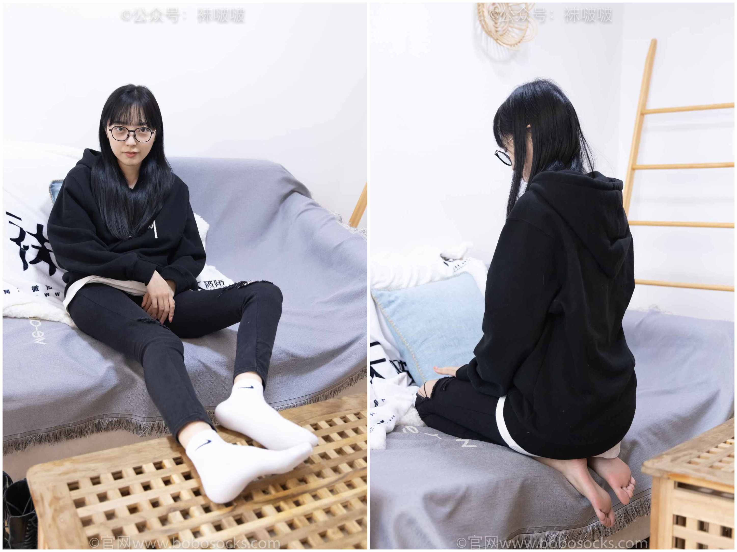 [袜啵啵]NO.061稚予-短靴、白棉袜、裸足