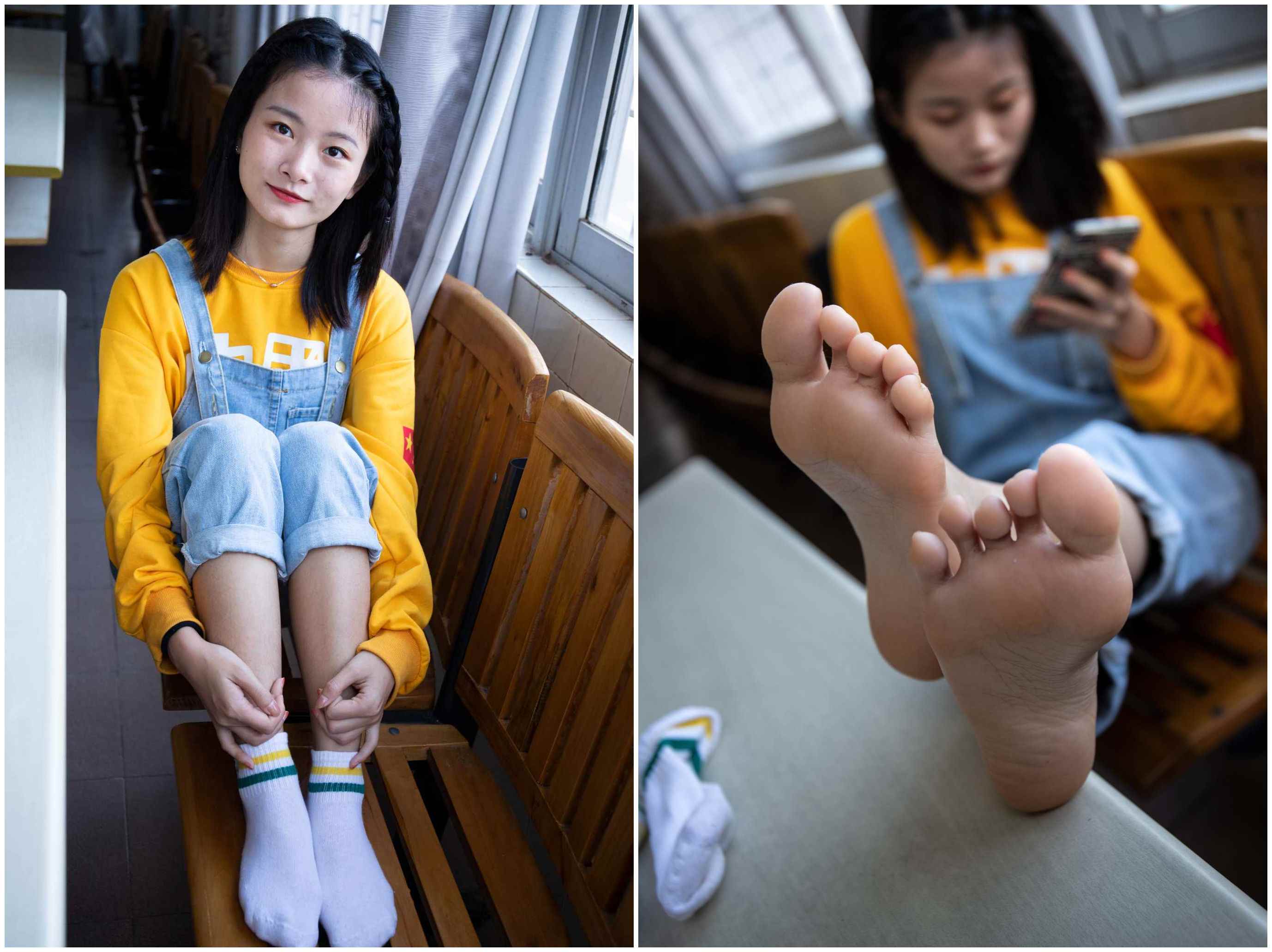 [南国足艺]19-刁钻的角度 四川妹子琳琳教室秀美脚