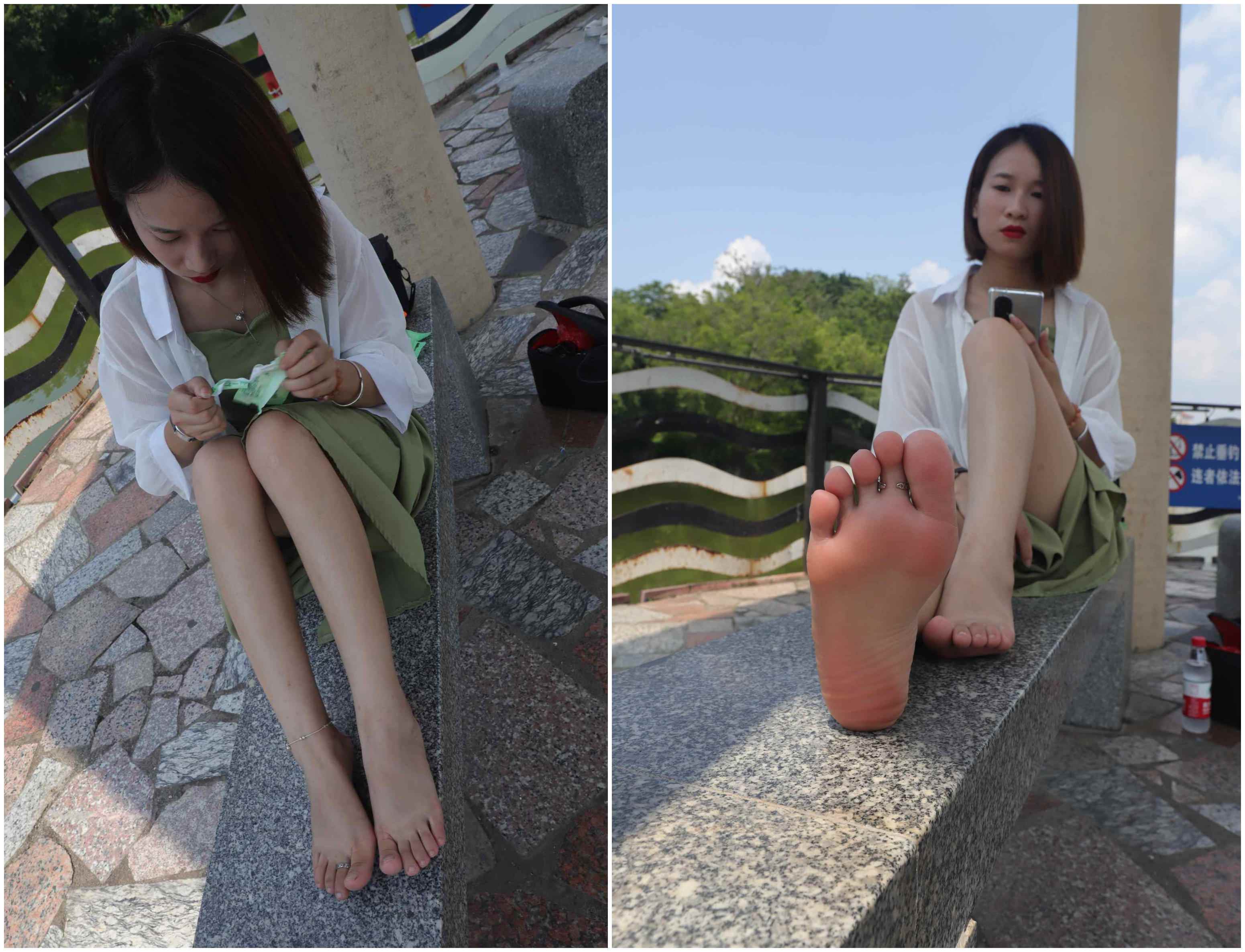 [Pary学生模拍]006 气质美少妇嫣茹在湖中亭大方秀脚