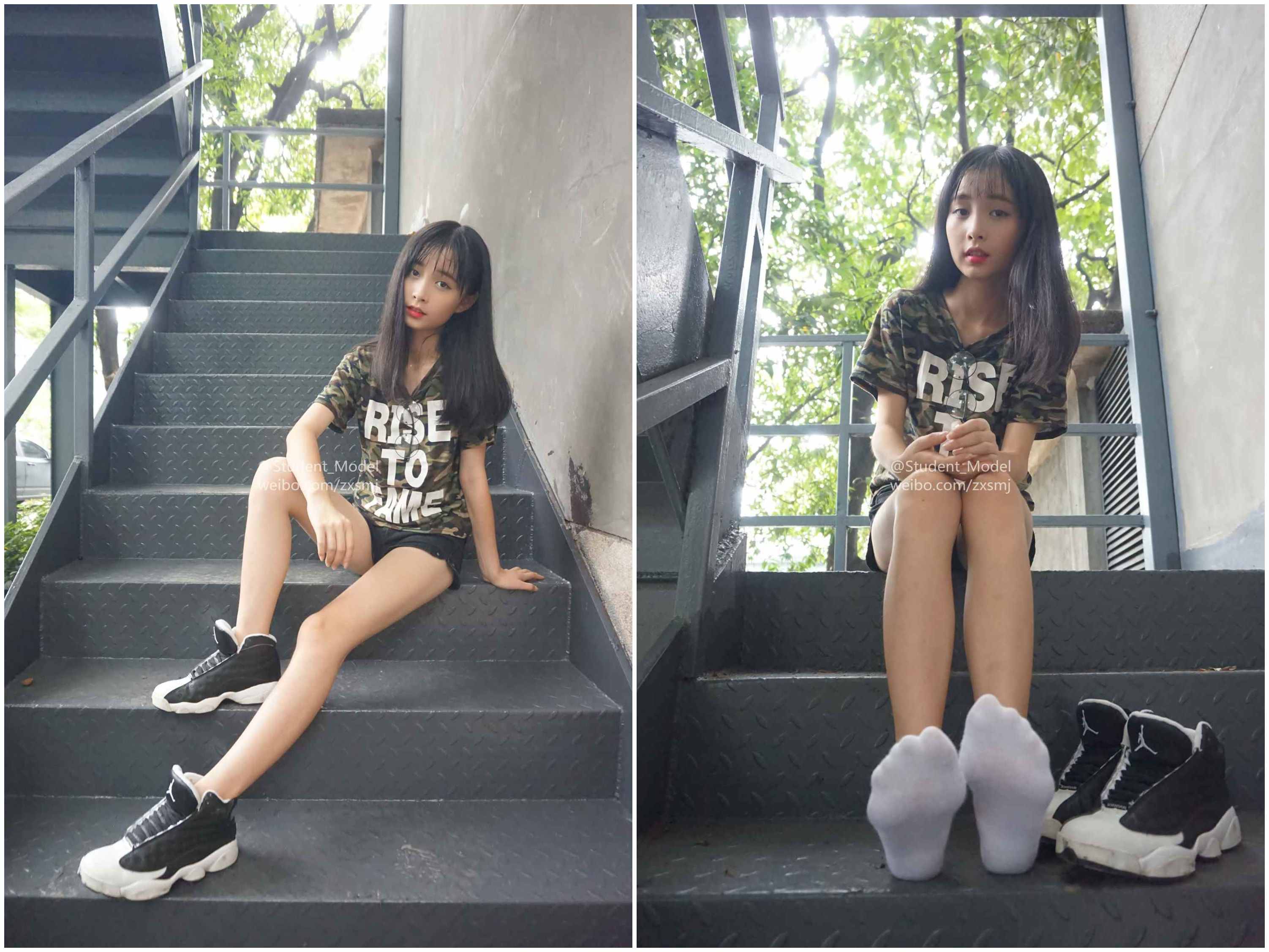 [Student_Model] 编号30-小龙猫 迷彩上衣与白嫩脚丫的完美结合