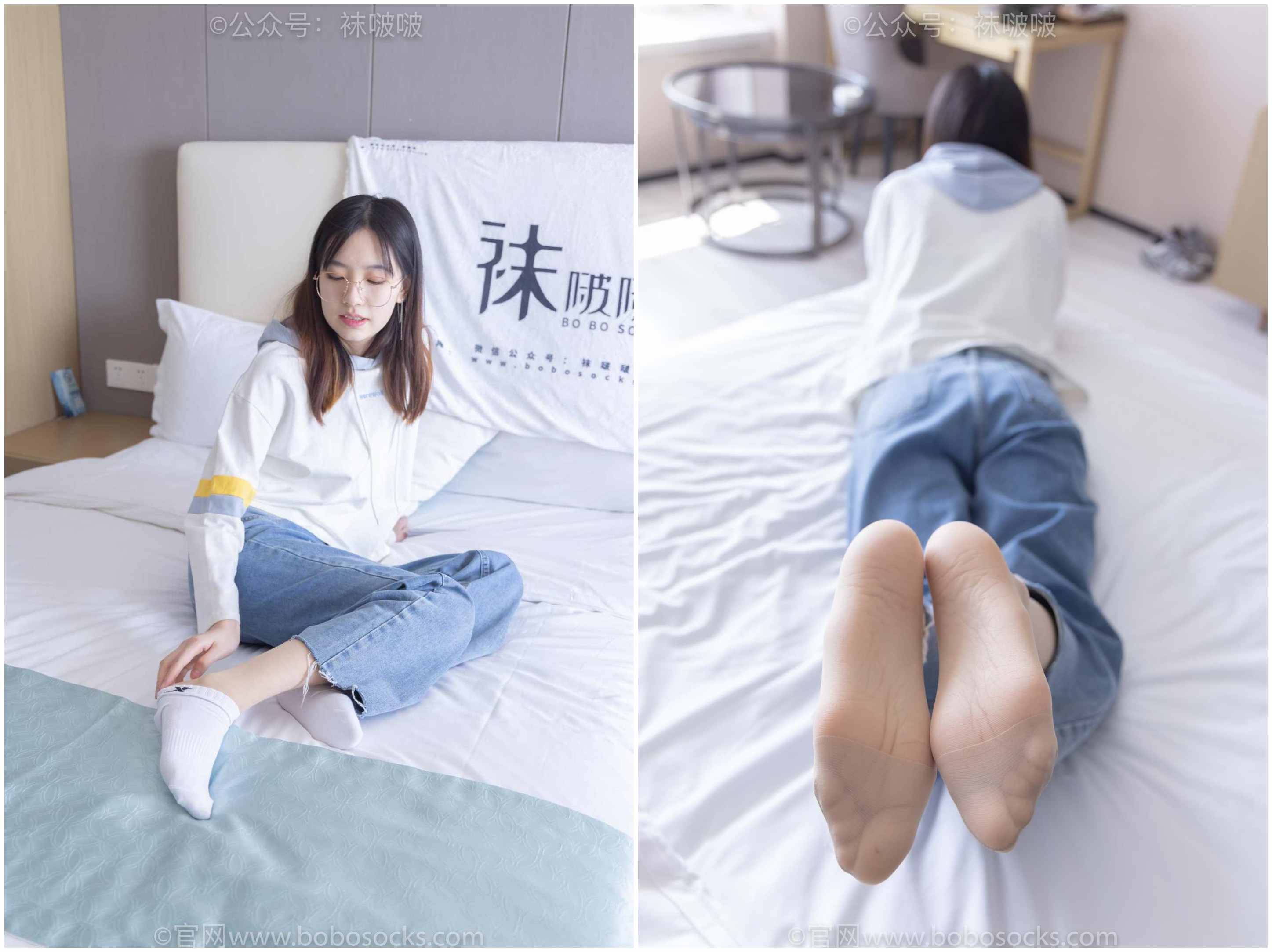 [袜啵啵] 080期 小甜豆-帆布鞋、白棉袜、肉丝-脚尖加固款、裤里丝