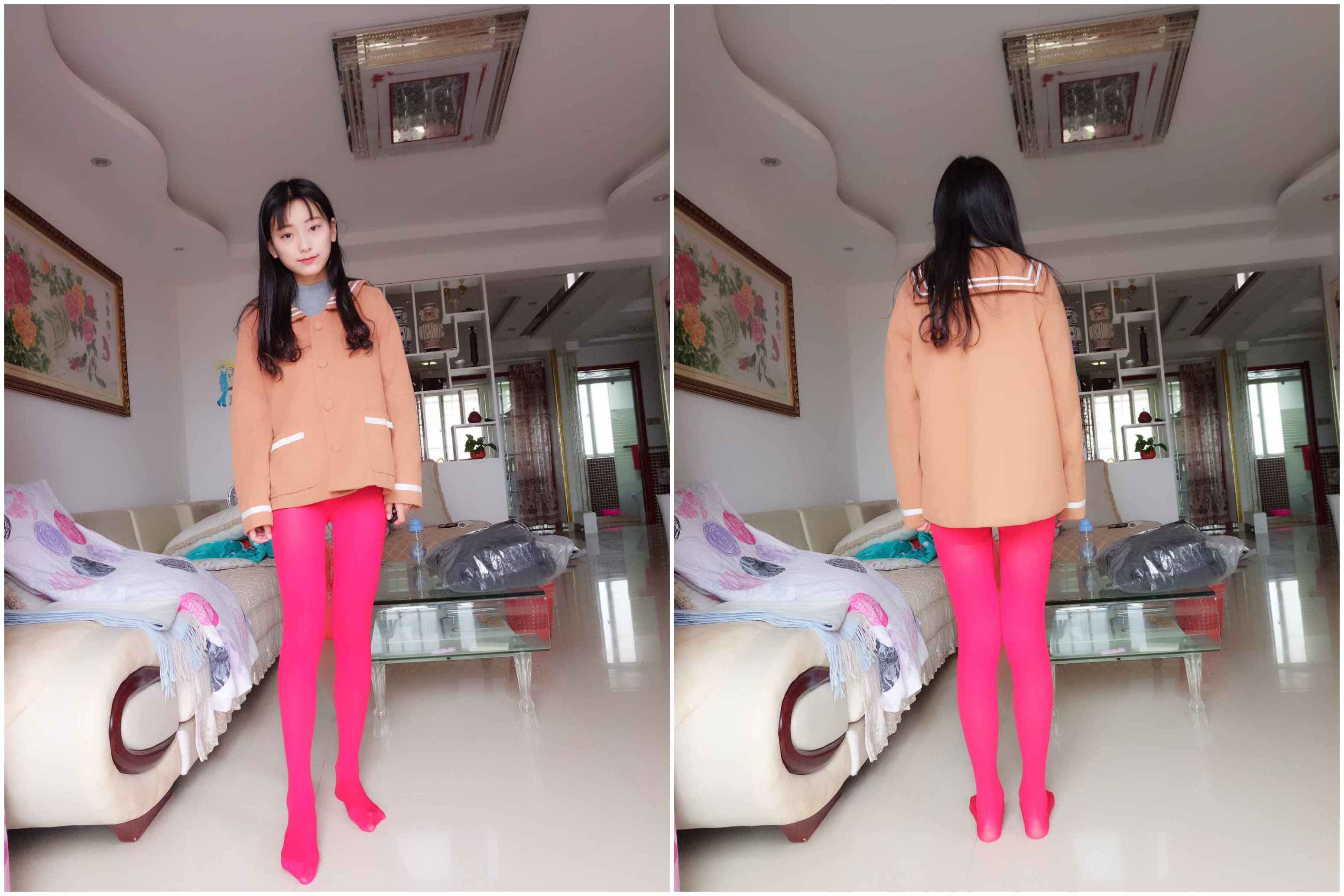 蓓蓓5之居家厚红丝连裤