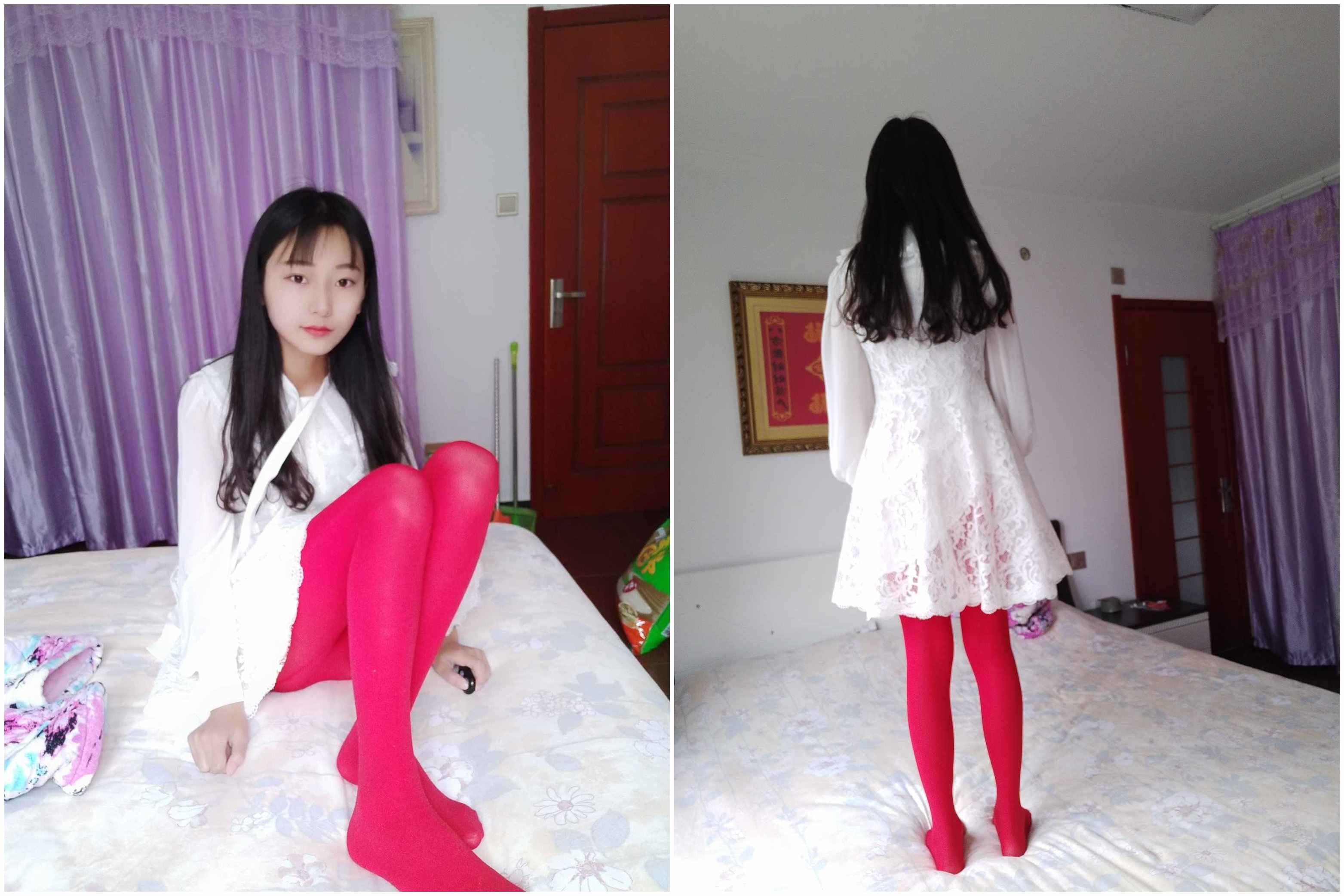 蓓蓓6之白裙子红丝