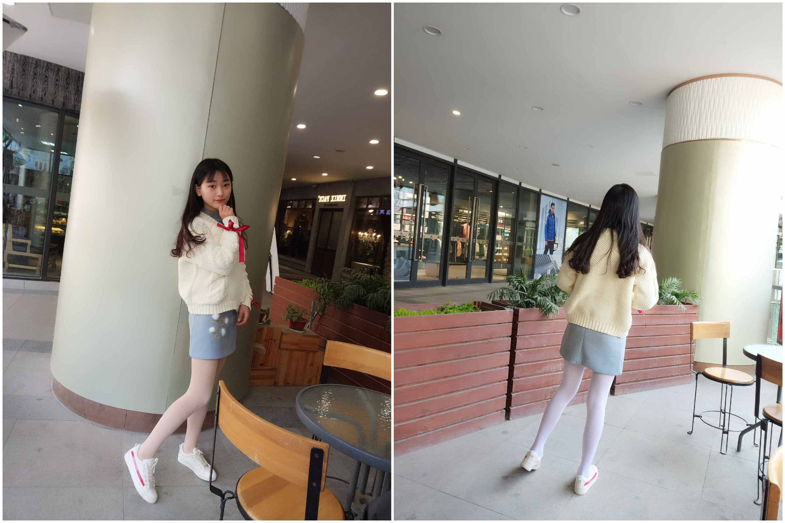 蓓蓓8之商场户外白丝