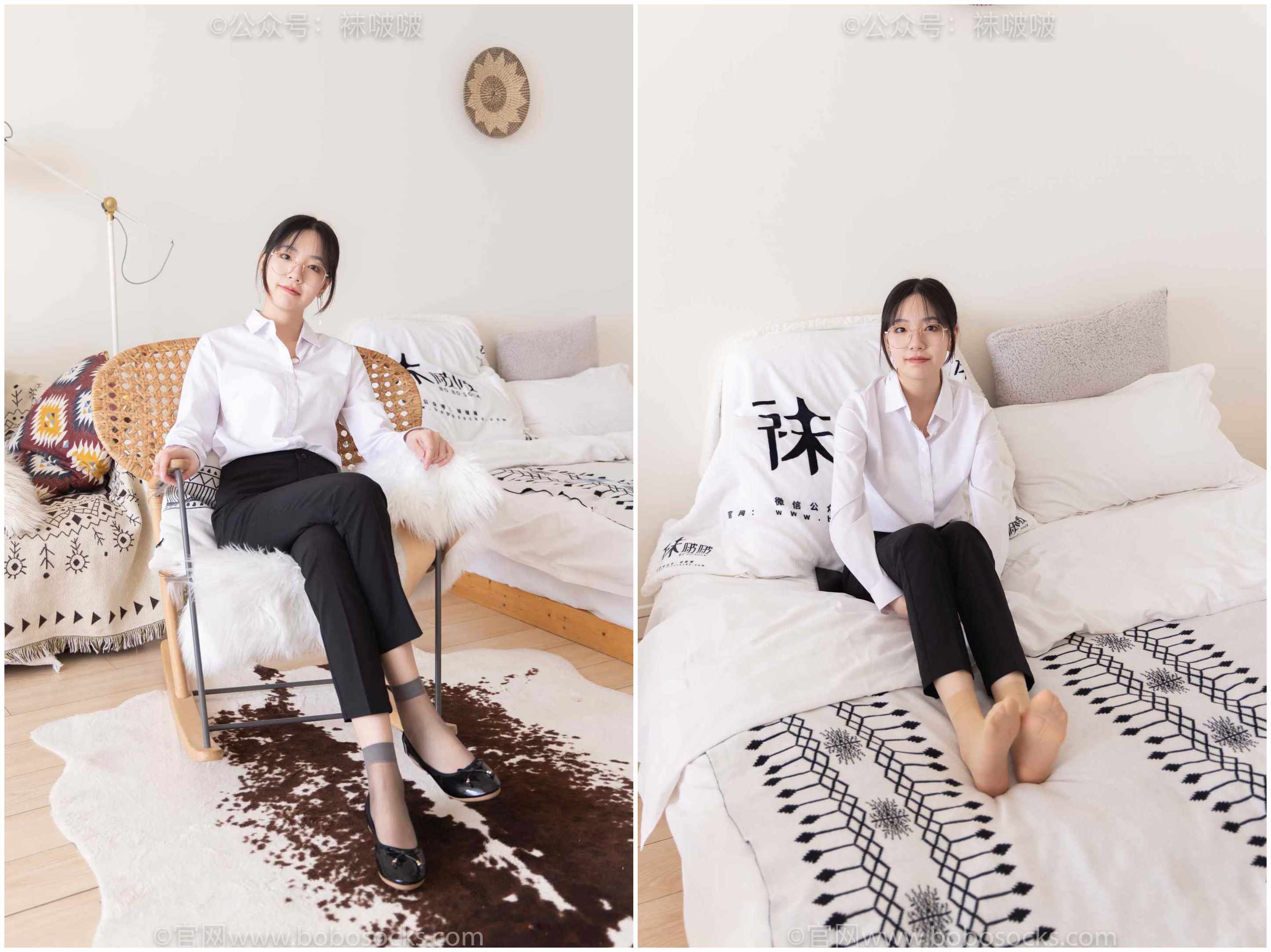 [袜啵啵] 085期 小甜豆-平底鞋、短灰丝、短肉丝