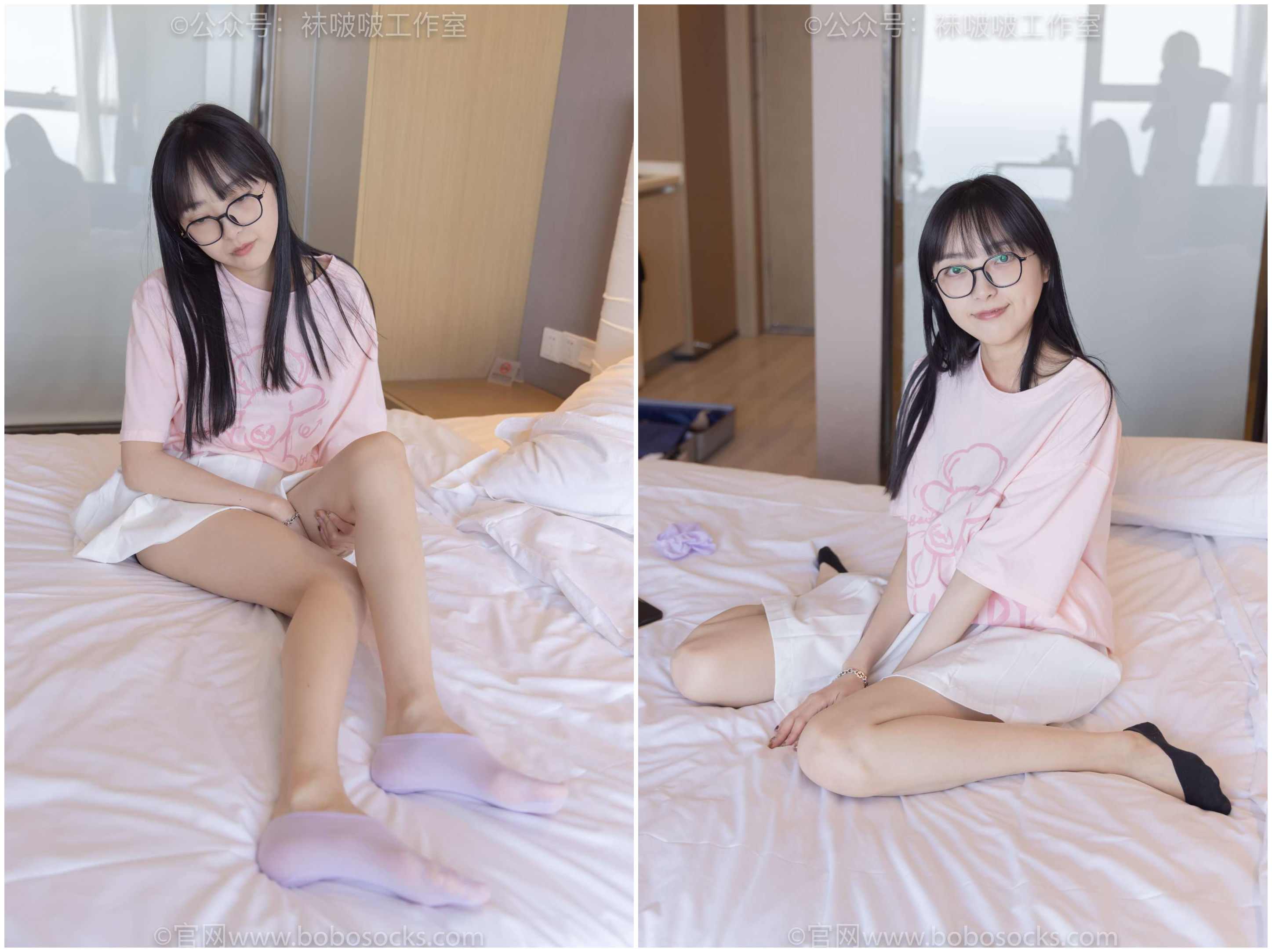 [袜啵啵] 091期 稚予-板鞋、淡粉色船袜、黑色船袜、裸足