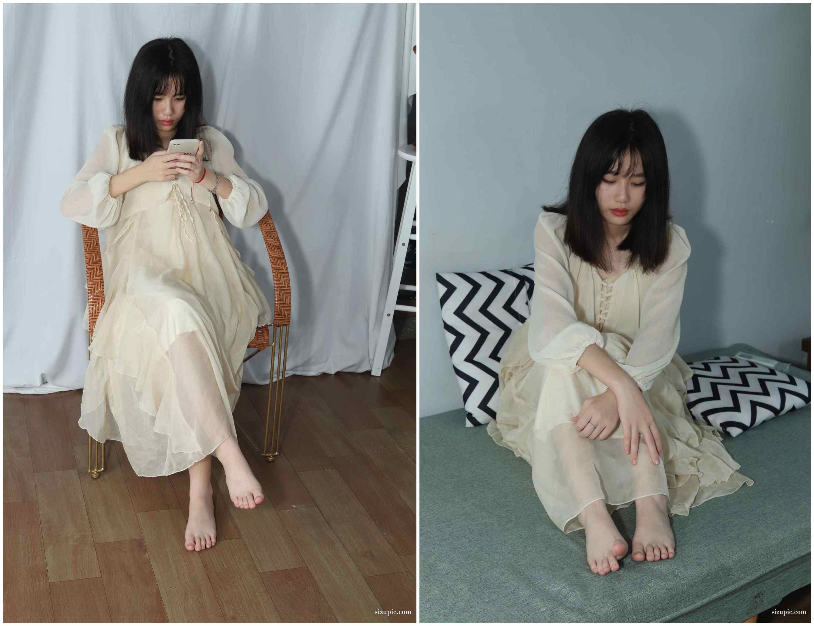 [Pary学生模拍]041 彩欣穿上可爱裙子展示美脚