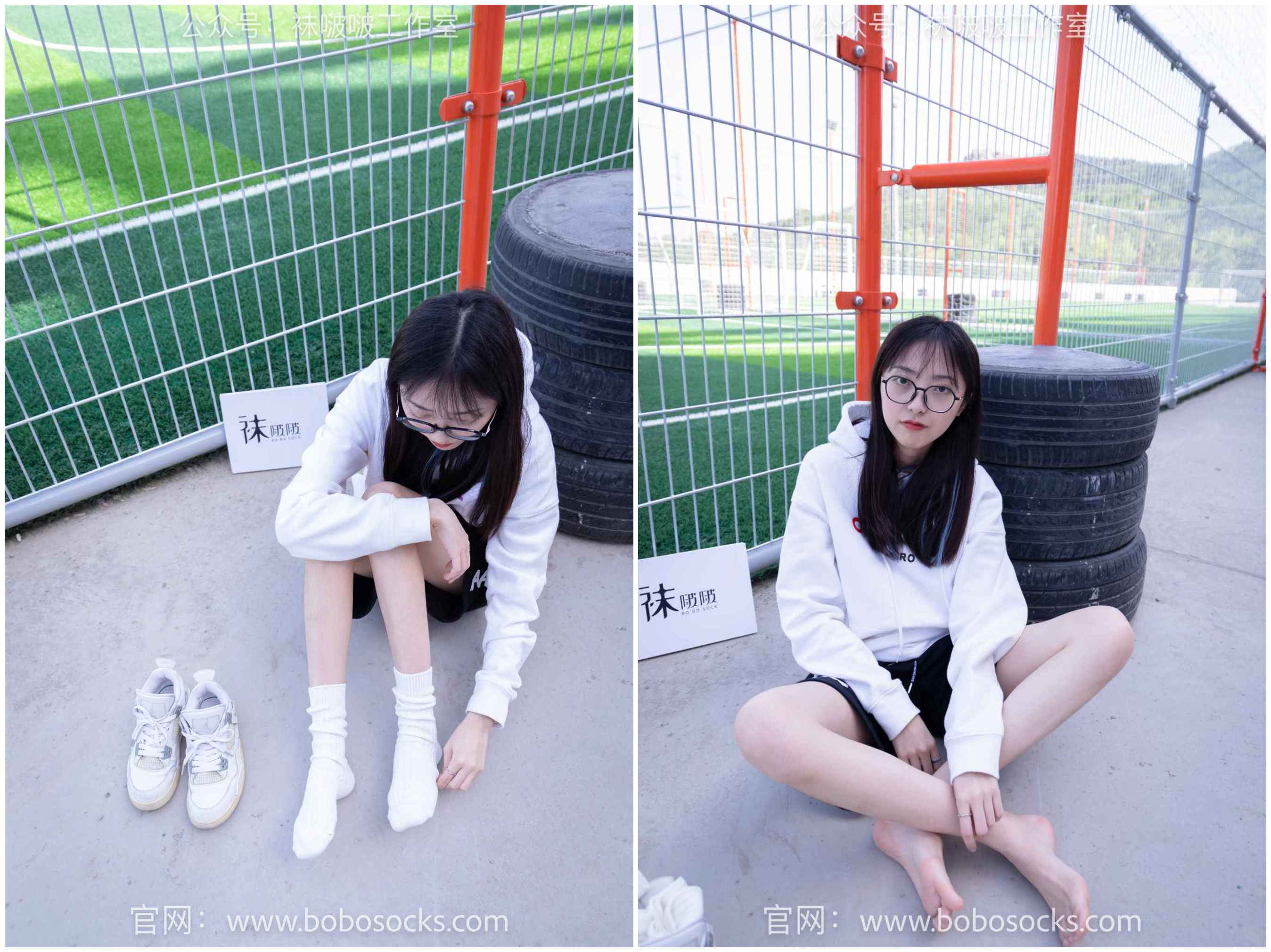 [袜啵啵] 103期 稚予-AJ篮球鞋、白棉袜、裸足