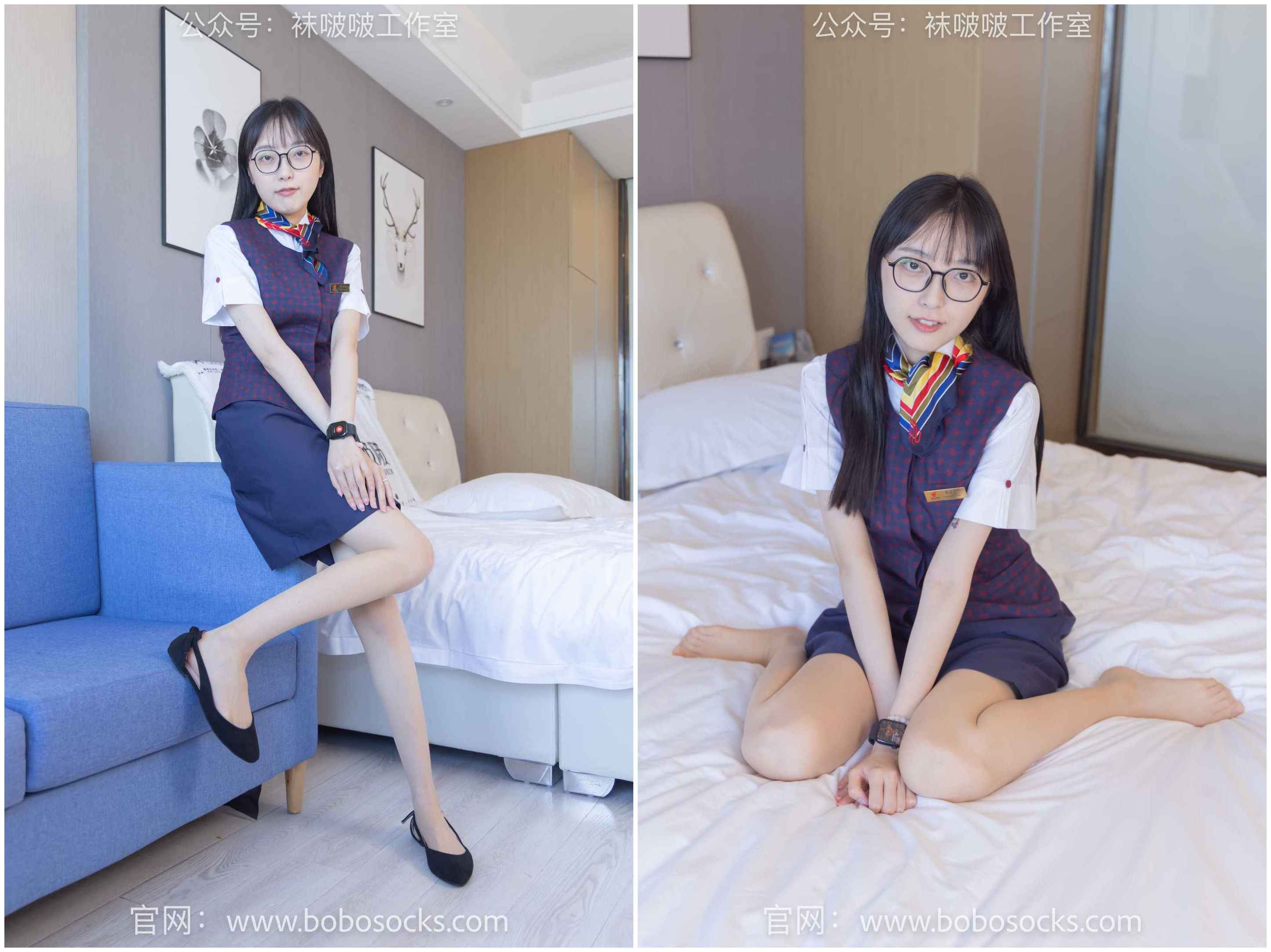 [袜啵啵]115期 稚予-平底鞋、肉丝、空姐制服