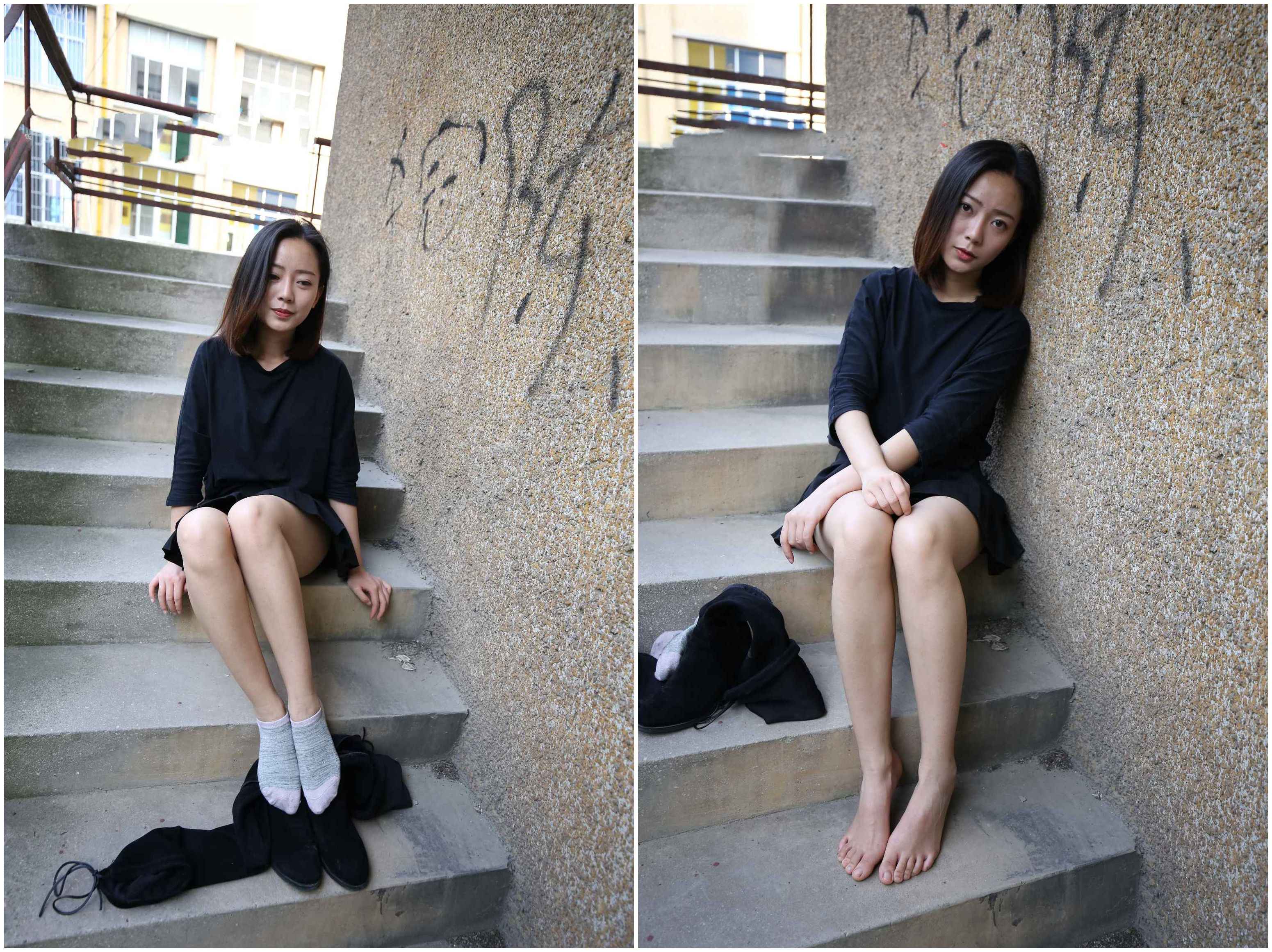 [大西瓜爱牙膏]棉袜+裸足