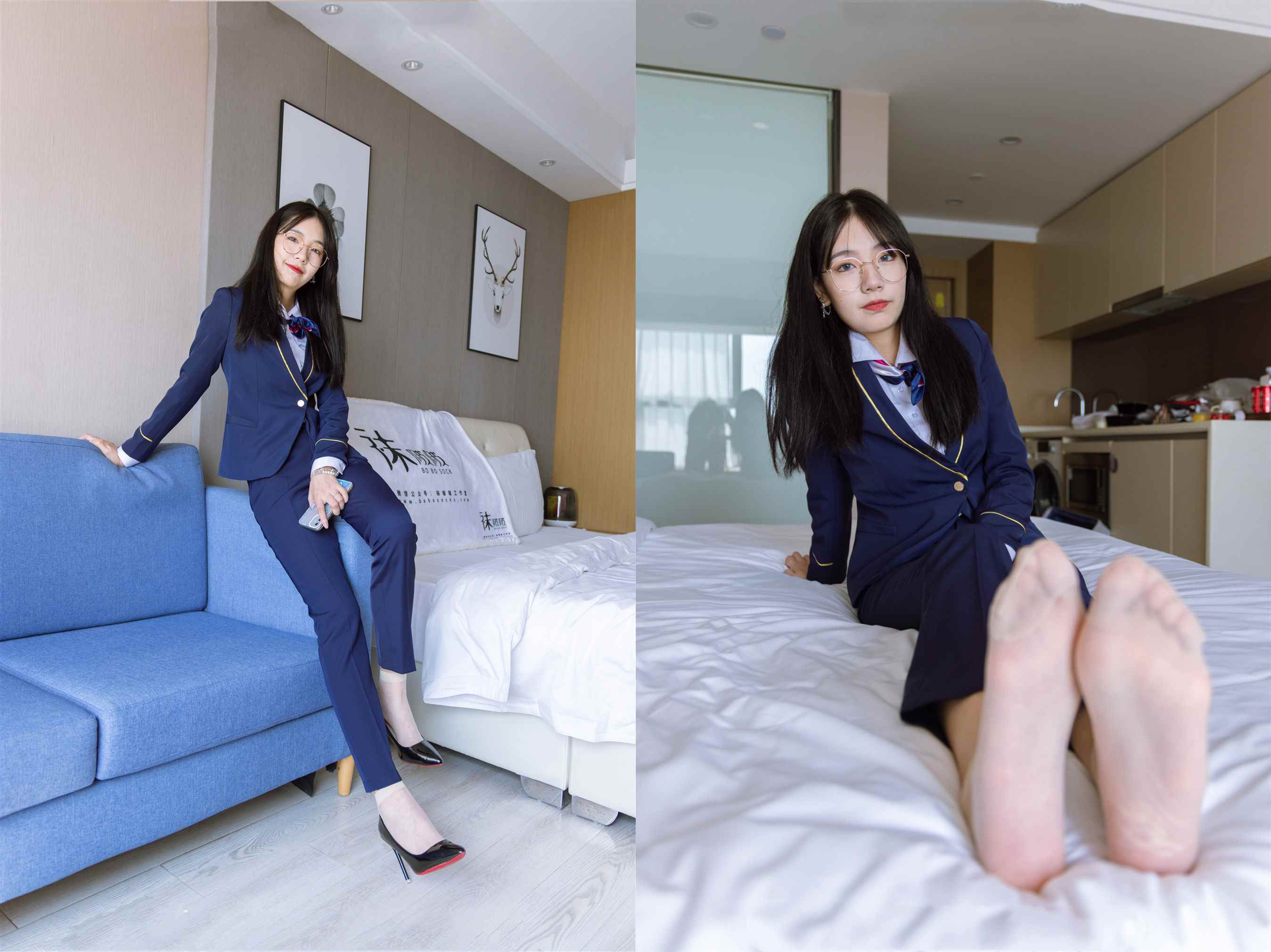 [袜啵啵]139期 小甜豆-高跟鞋、短肉丝、空姐制服