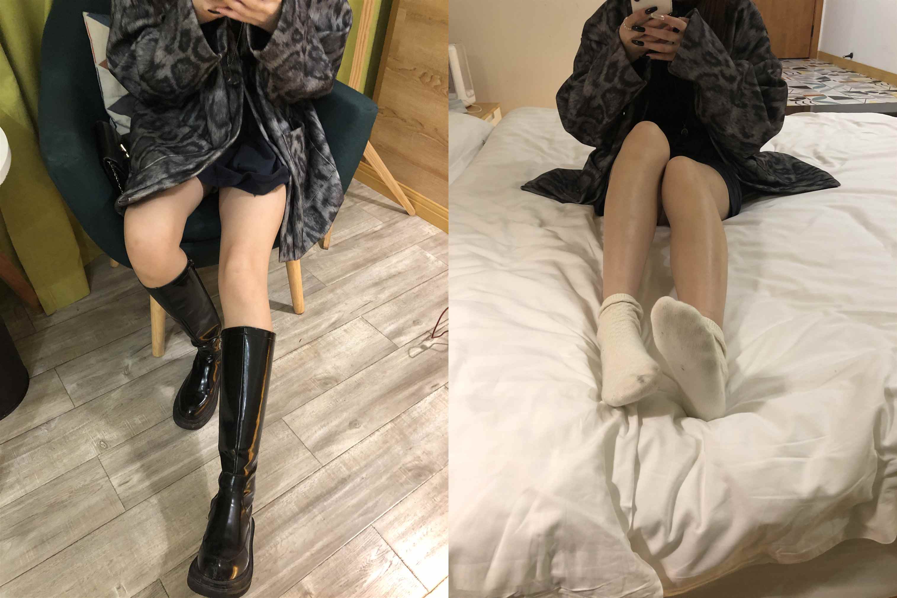 穿长靴的大学仙女宾馆脱鞋把玩白袜玉足