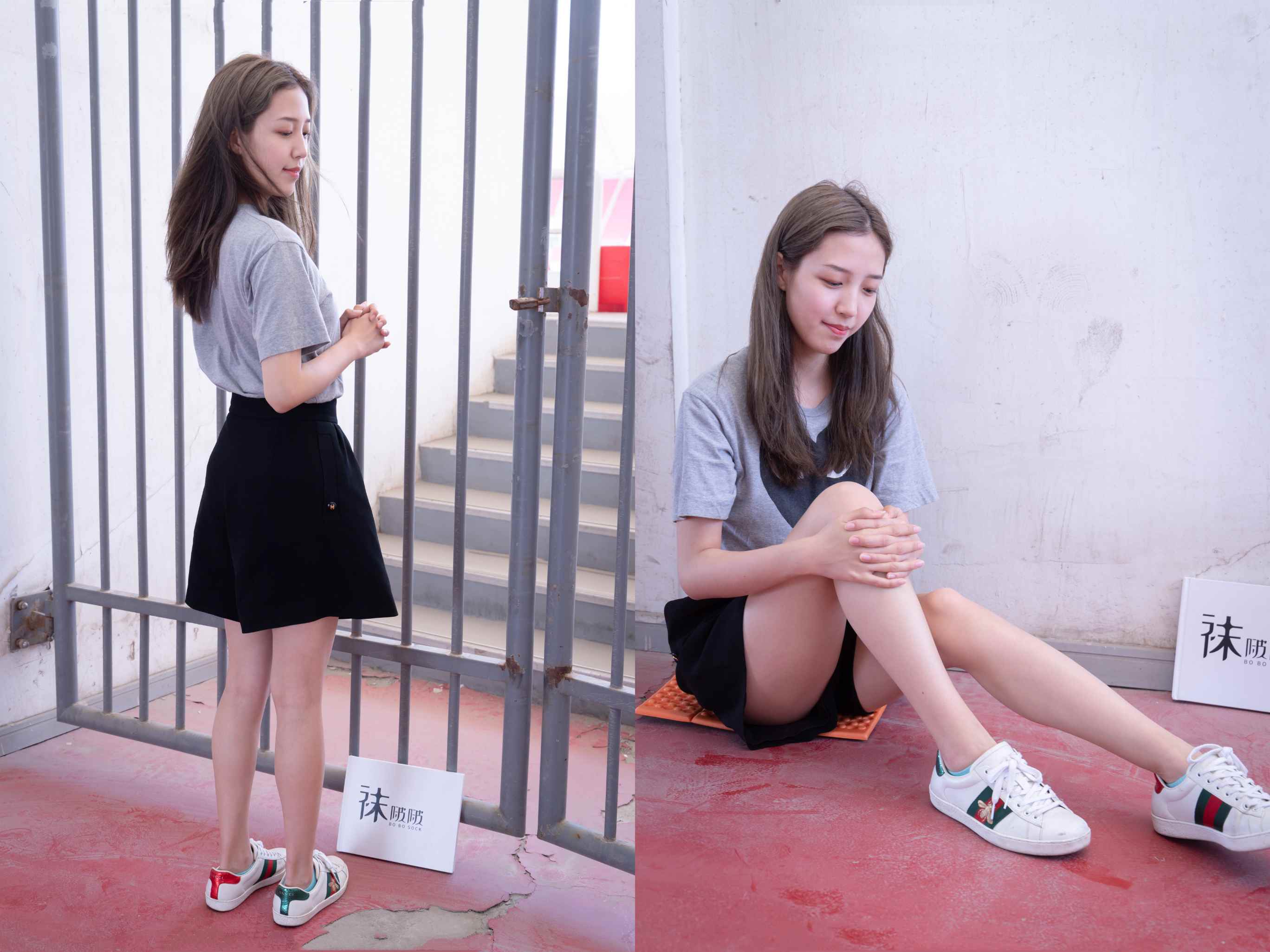 [袜啵啵]积分限定作品 NO.006 泡芙-板鞋、天蓝色短棉袜、裸足 （花絮版）