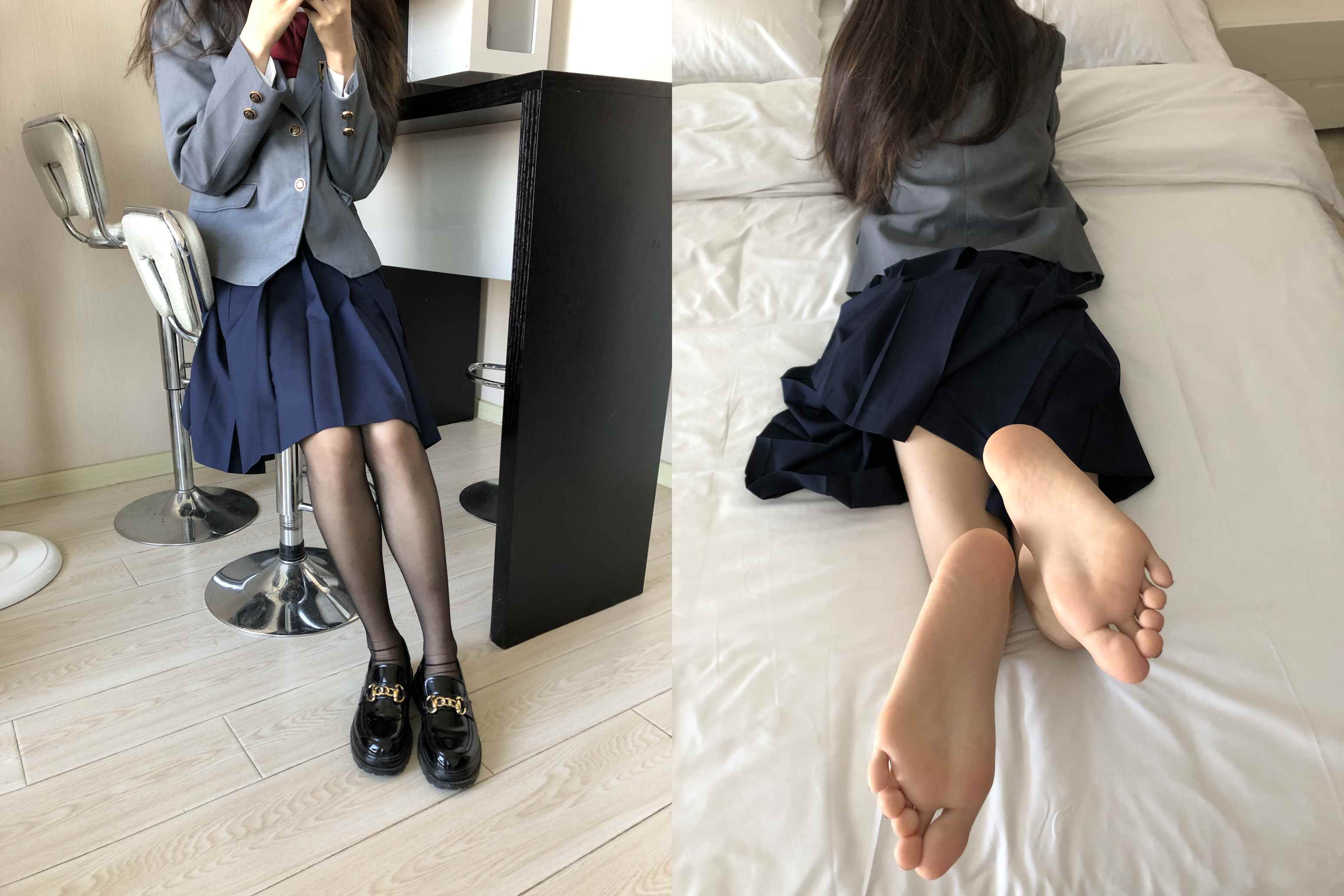 老哥约来黑丝小女神到宾馆脱掉黑丝品尝裸足