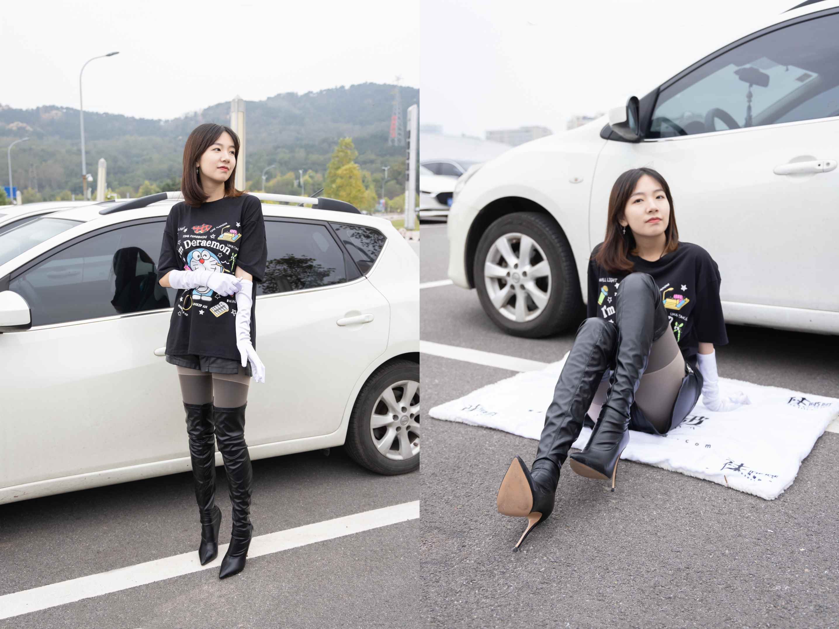 [袜啵啵]146期 小甜豆-高跟长靴、黑色踩脚裤、肉丝