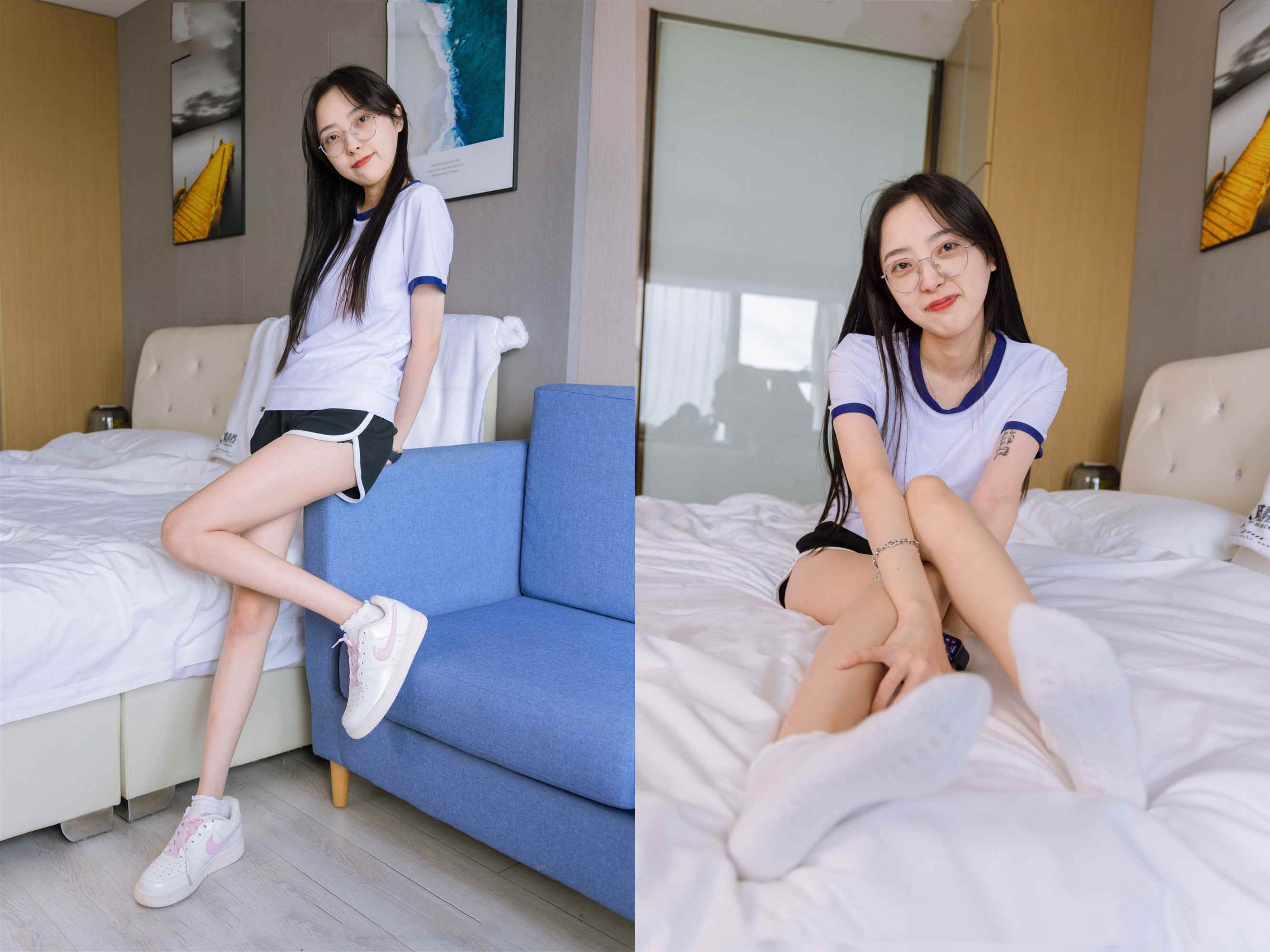 [袜啵啵]147期 稚予-空军一号板鞋、白棉袜、体操服