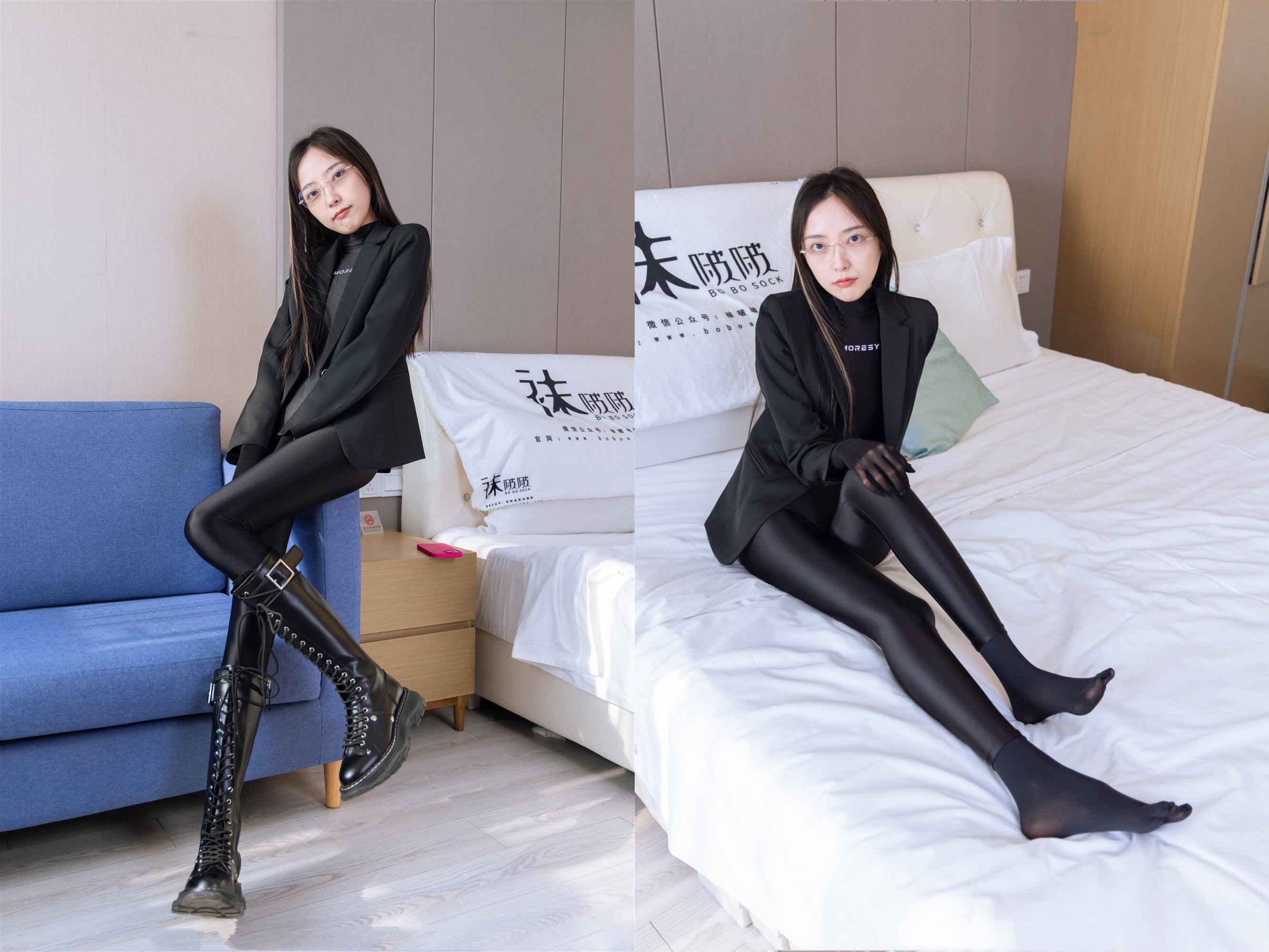 [袜啵啵]164期 稚予-长靴、五指袜黑丝、裤里丝、丝袜手套、连体服