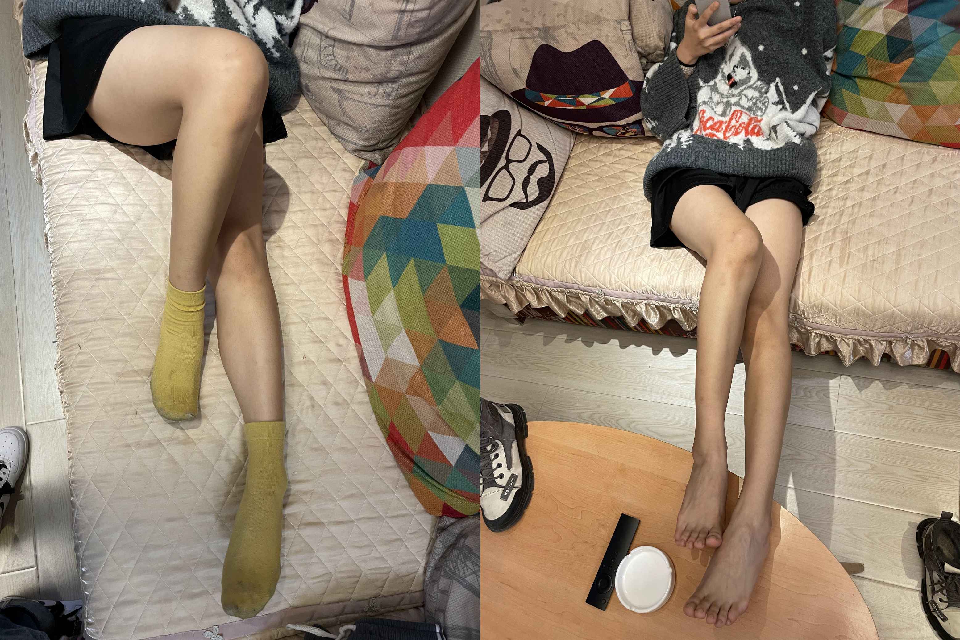 可爱圆脸妹妹小黄袜捧起裸足大口tian