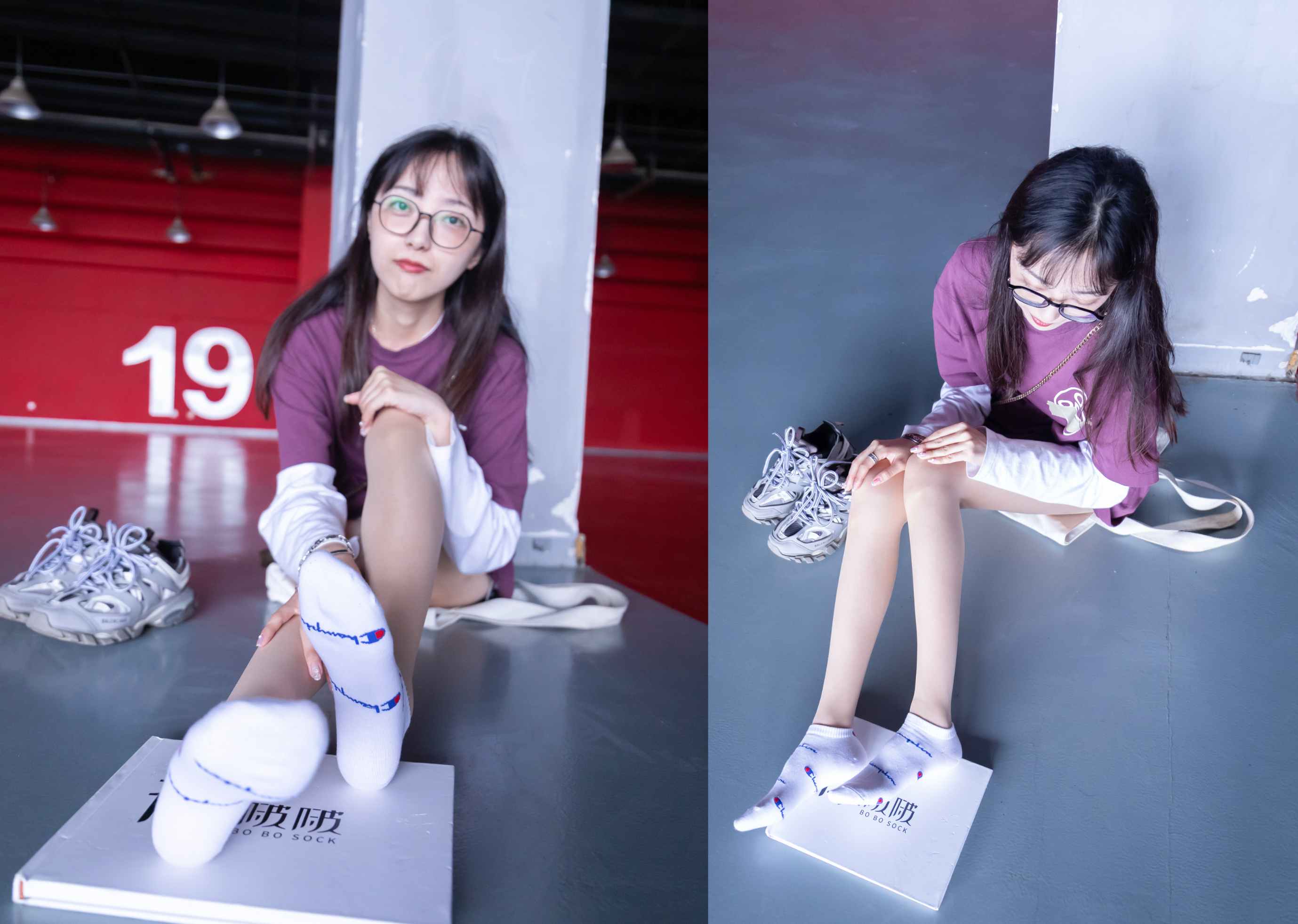 [袜啵啵]积分限定作品 NO.010 稚予-巴黎世家运动鞋、白棉袜、肉丝（图片版）