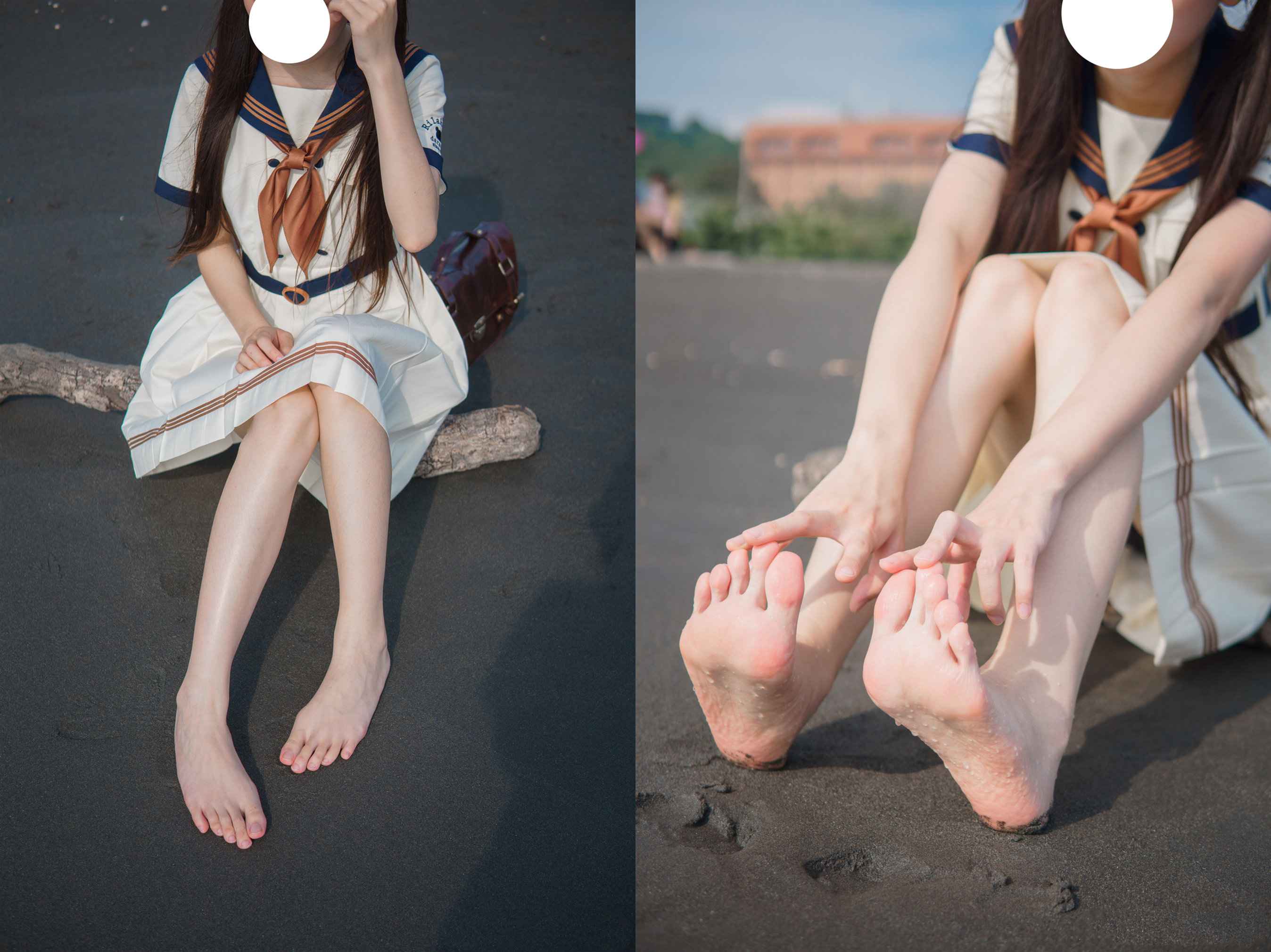 [Limerence]海蓝 白皙希腊脚 JK盛夏服海边戏水