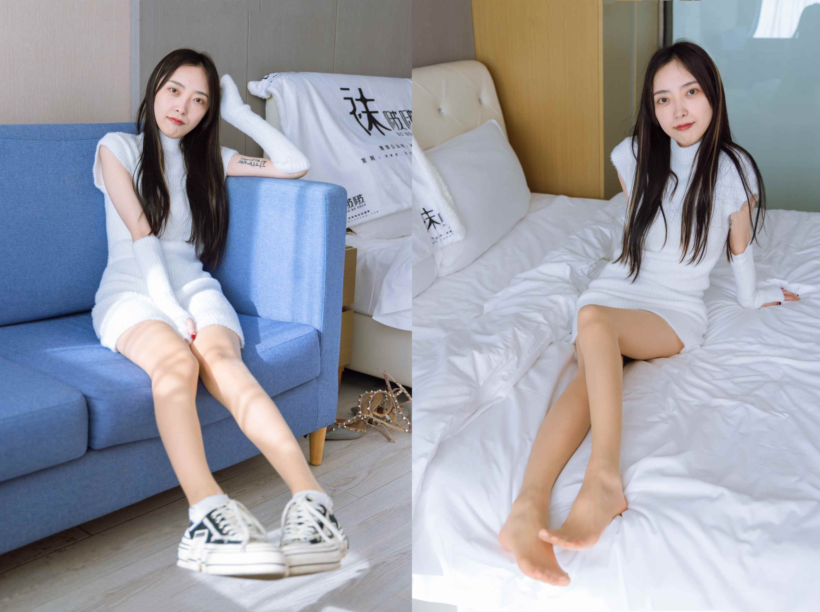 [袜啵啵]173期 稚予-高跟鞋、板鞋、白丝、肉丝、白棉袜