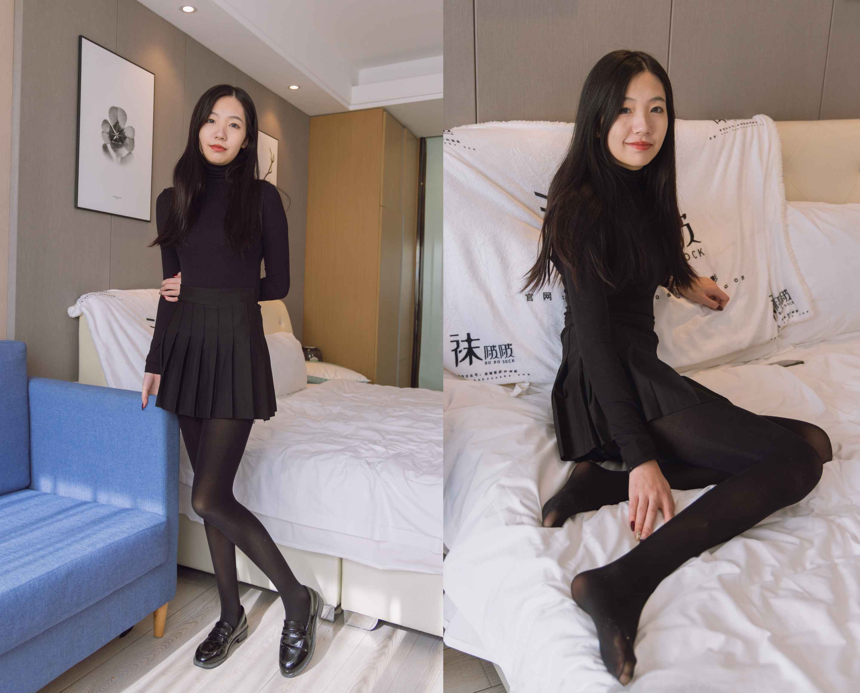 [袜啵啵]184期 小甜豆-黑皮鞋、厚黑丝