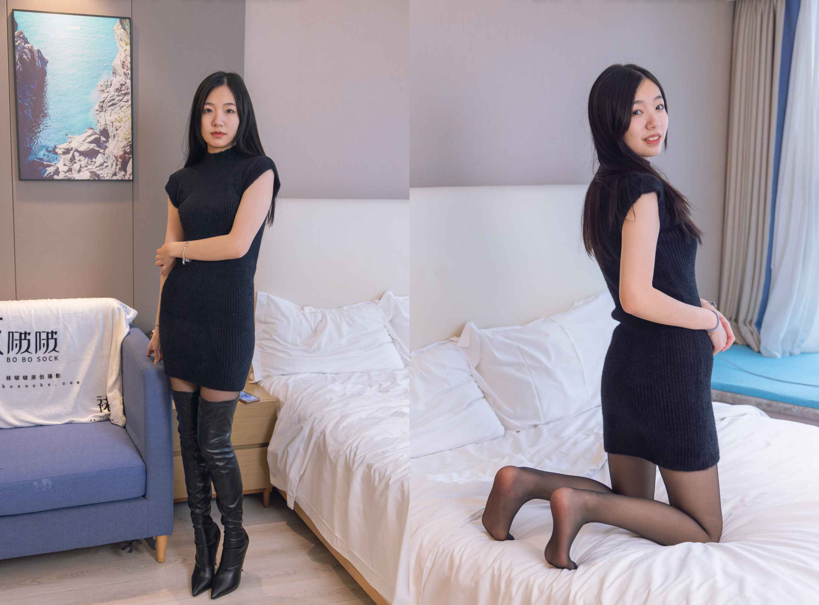 [袜啵啵]194期 小甜豆-高跟长靴、凉鞋、黑丝、裸足