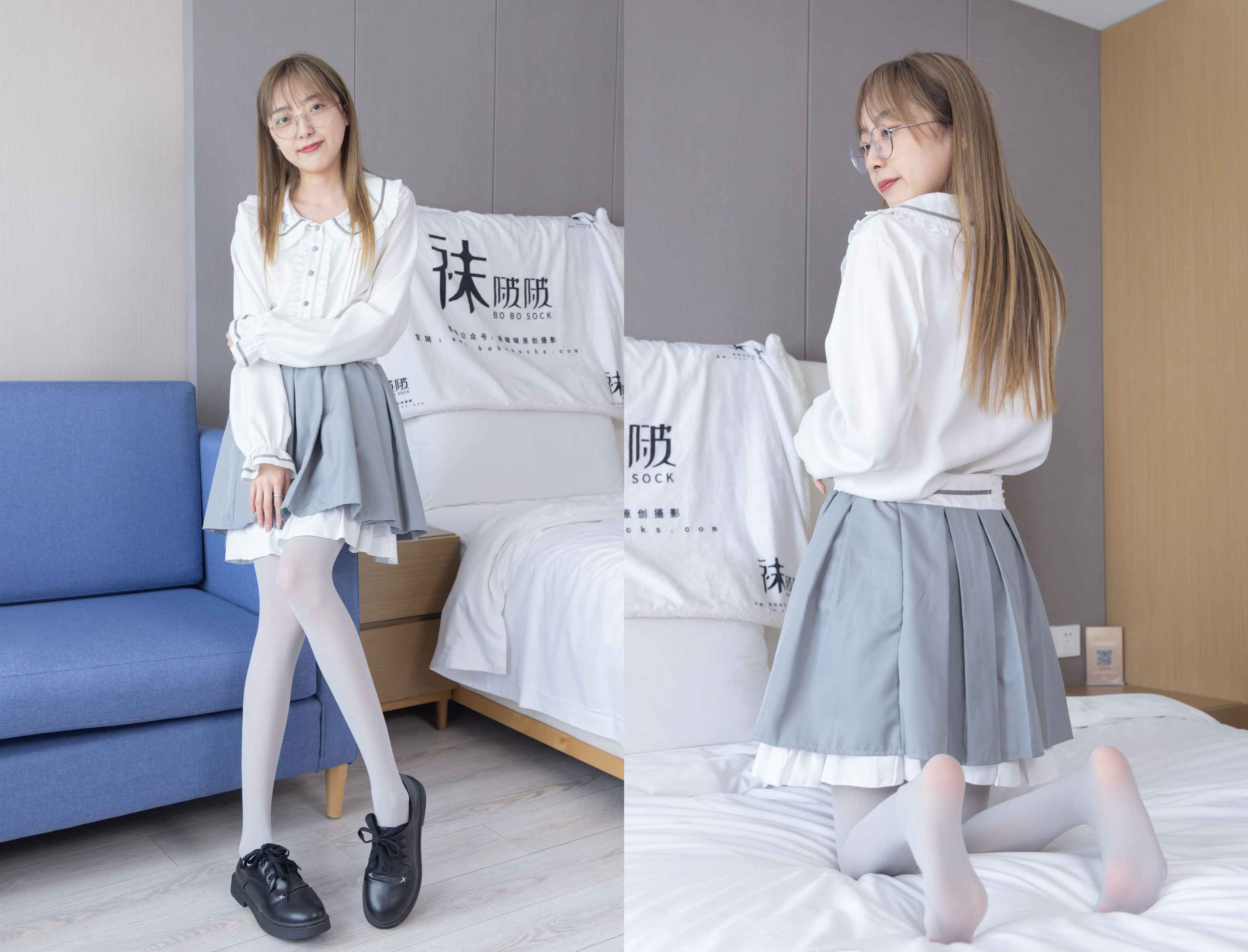 [袜啵啵]213期 稚予-黑皮鞋、厚灰丝