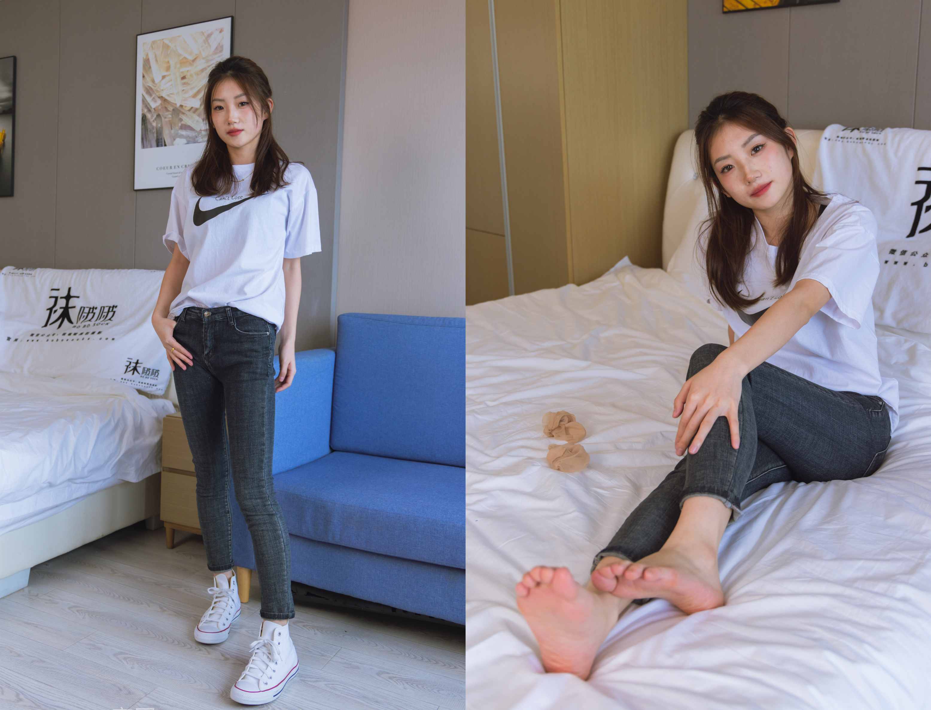 [袜啵啵]220期 小沫-两双板鞋、短肉丝、裸足