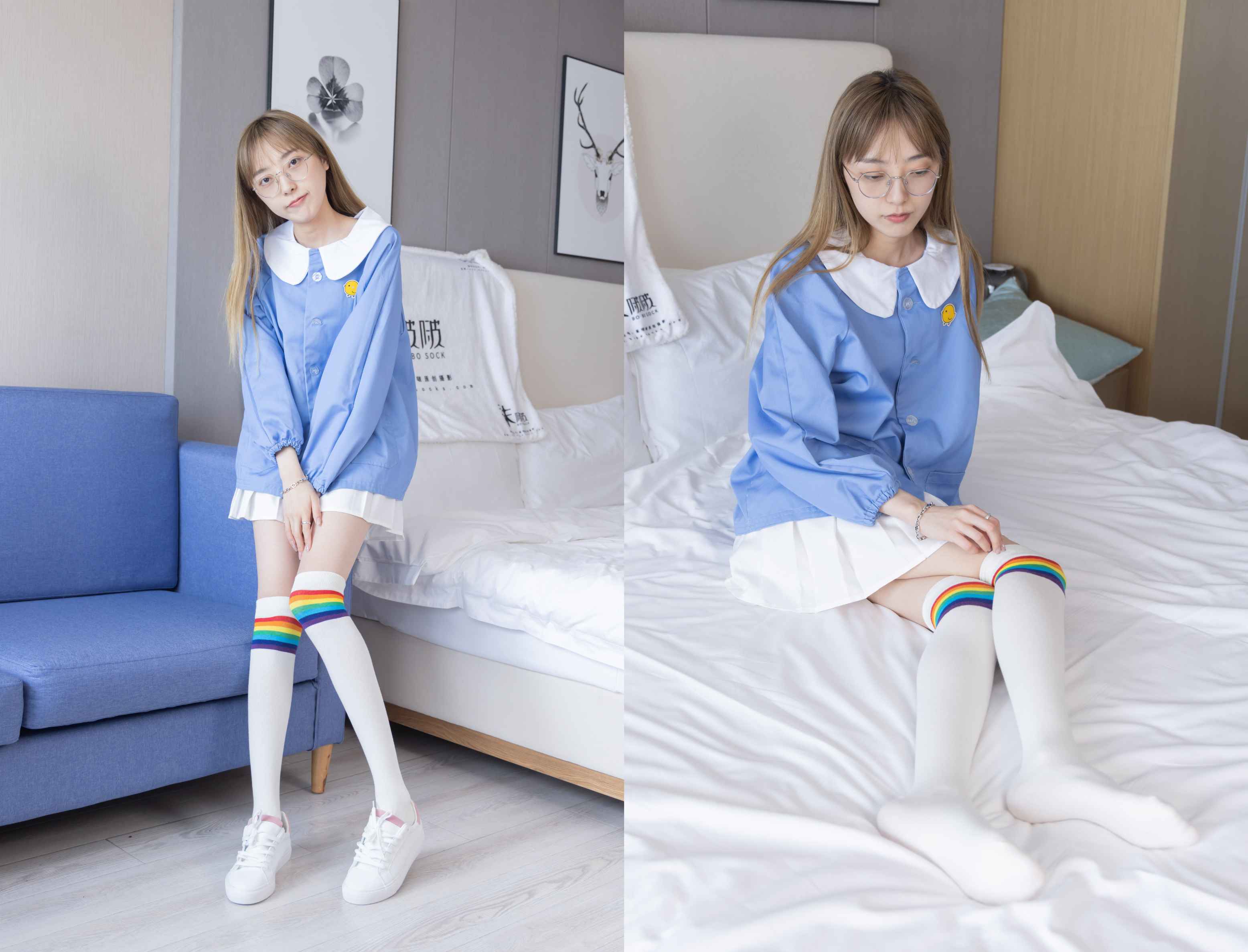 [袜啵啵]229期 稚予-板鞋、皮鞋、两双大腿袜