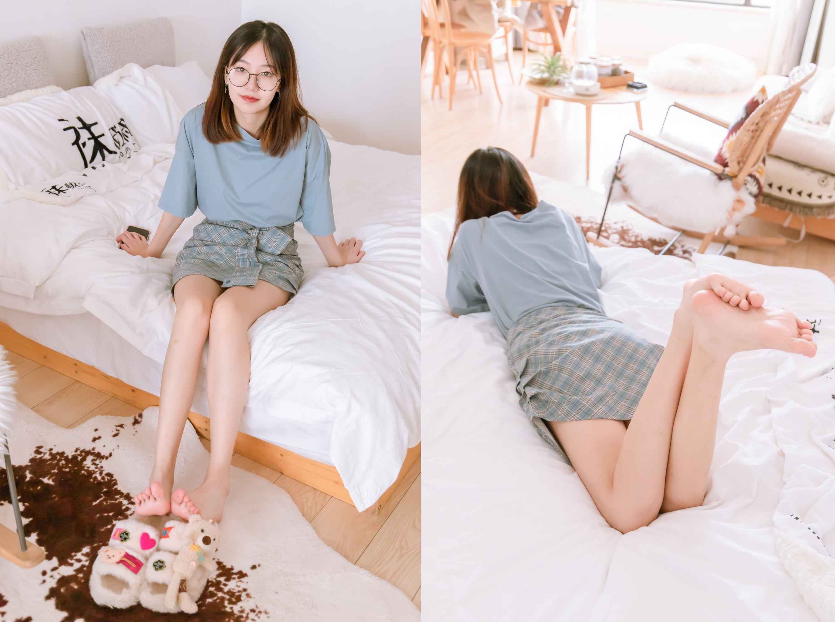 [袜啵啵]239期 小甜豆-棉拖鞋、灰丝、裸足