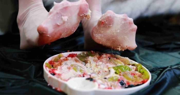 【爱秀套图】【苒溪S】沉浸式水果奶油蛋糕制作，舔食玉足 YC-250401-8