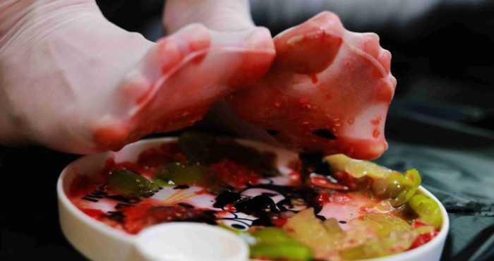 【爱秀套图】【苒溪S】沉浸式水果奶油蛋糕制作，舔食玉足 YC-250401-8