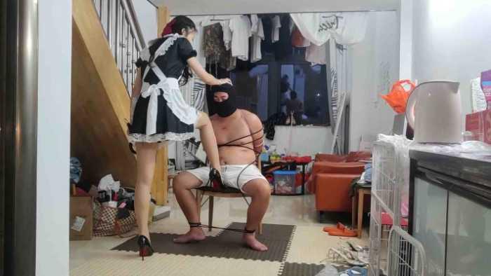 【爱秀套图】捆绑局：小鱼女神肉丝高跟捆绑，耳光审讯鞭打间谍 YC-250404-4