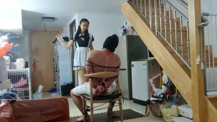 【爱秀套图】捆绑局：小鱼女神肉丝高跟捆绑，耳光审讯鞭打间谍 YC-250404-4