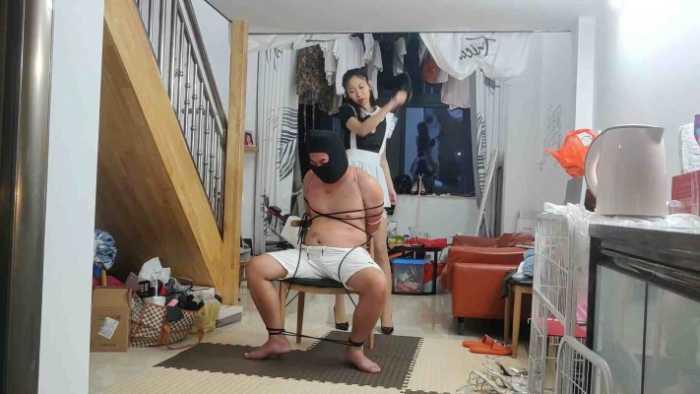 【爱秀套图】捆绑局：小鱼女神肉丝高跟捆绑，耳光审讯鞭打间谍 YC-250404-4
