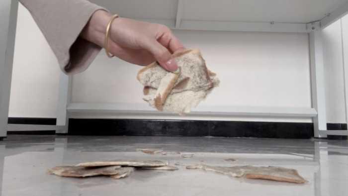 【爱秀套图】【莓子】边辱骂贱狗边制作小皮鞋底踩狗粮面包 YC-250412-3